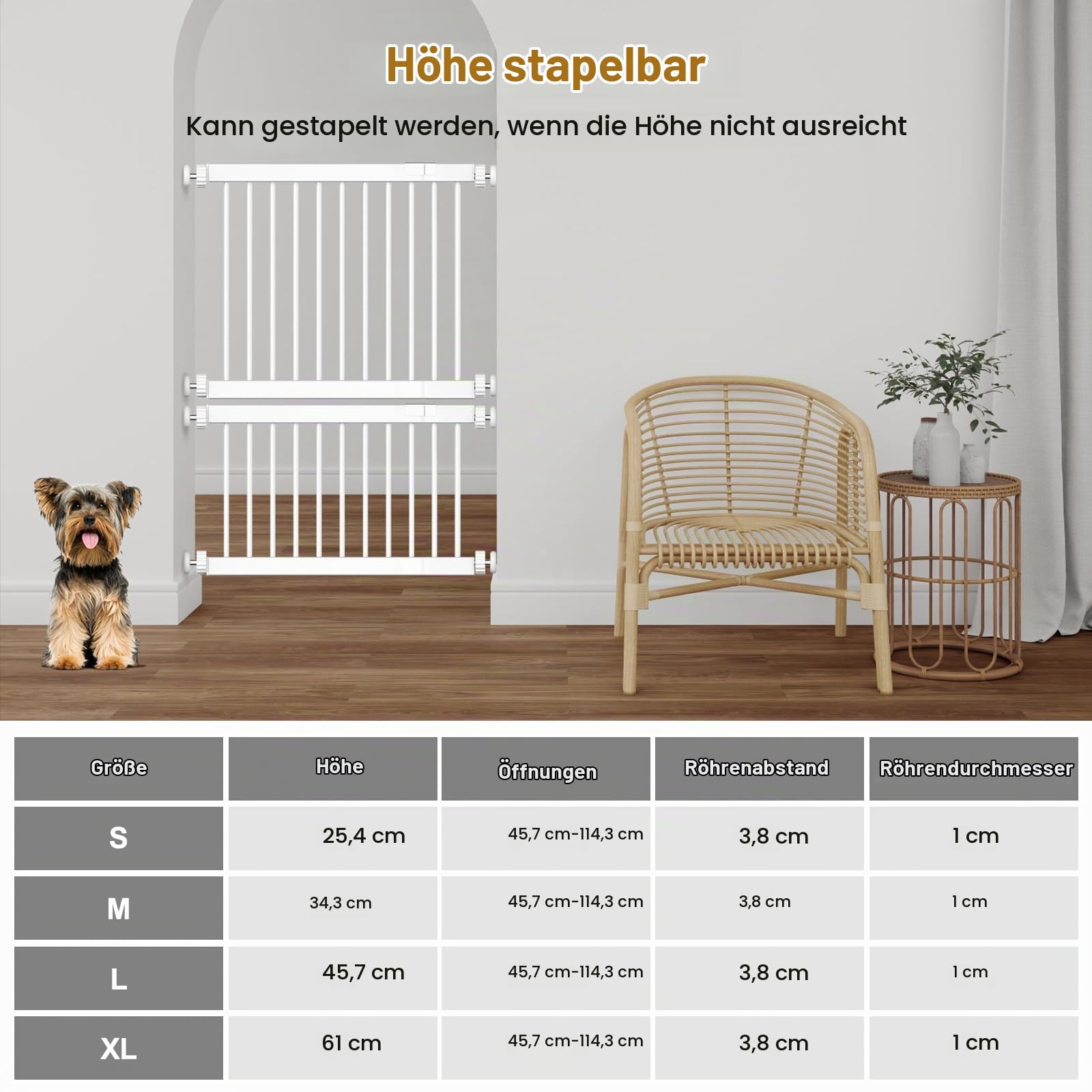 Kurzes Hundegitter, Fldofaves Extra breites 45-115cm Haustiergitter Gatter für Hunde im Innenbereich, 35cm Höhe Türschutzgitter & Für Türen,Treppen, Flure erweiterbares Türgitter mit 3 Verlängerungen
