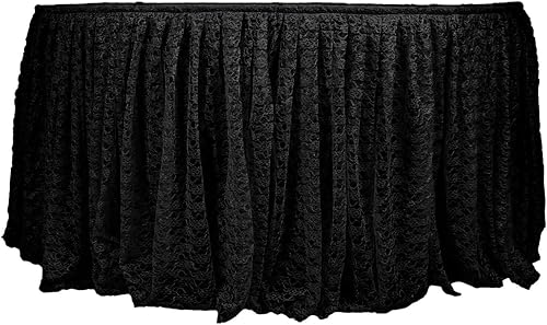 Miniatura 5 de Efavormart - Falda de mesa de encaje plisada de 17 pies, color oro rosa