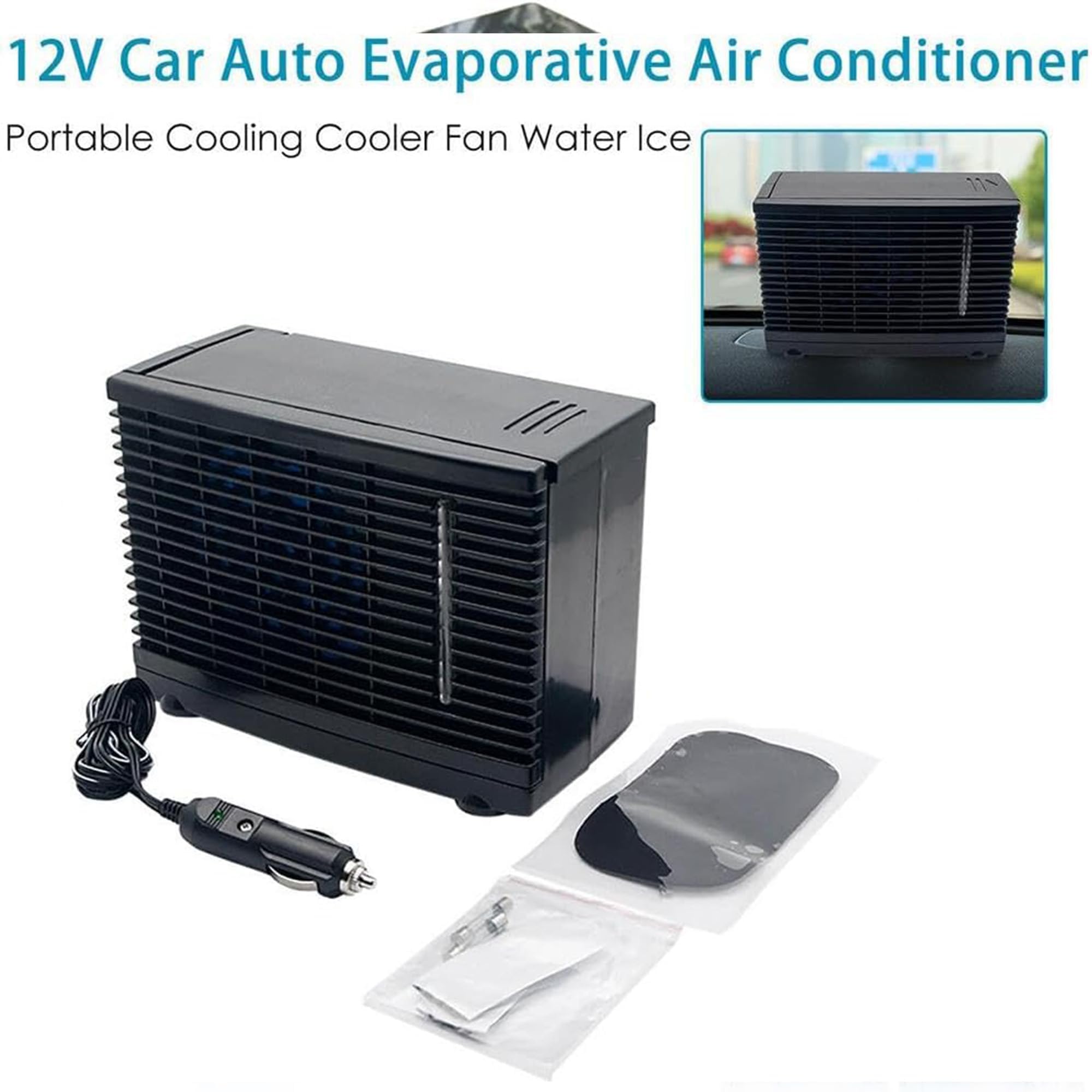 Mini condizionatore d'Aria Portatile da 12 V per Auto, Ventilatore evaporativo per la casa, Sistema di climatizzazione Universale per Veicoli, Camion, Camper e viaggiatori.
