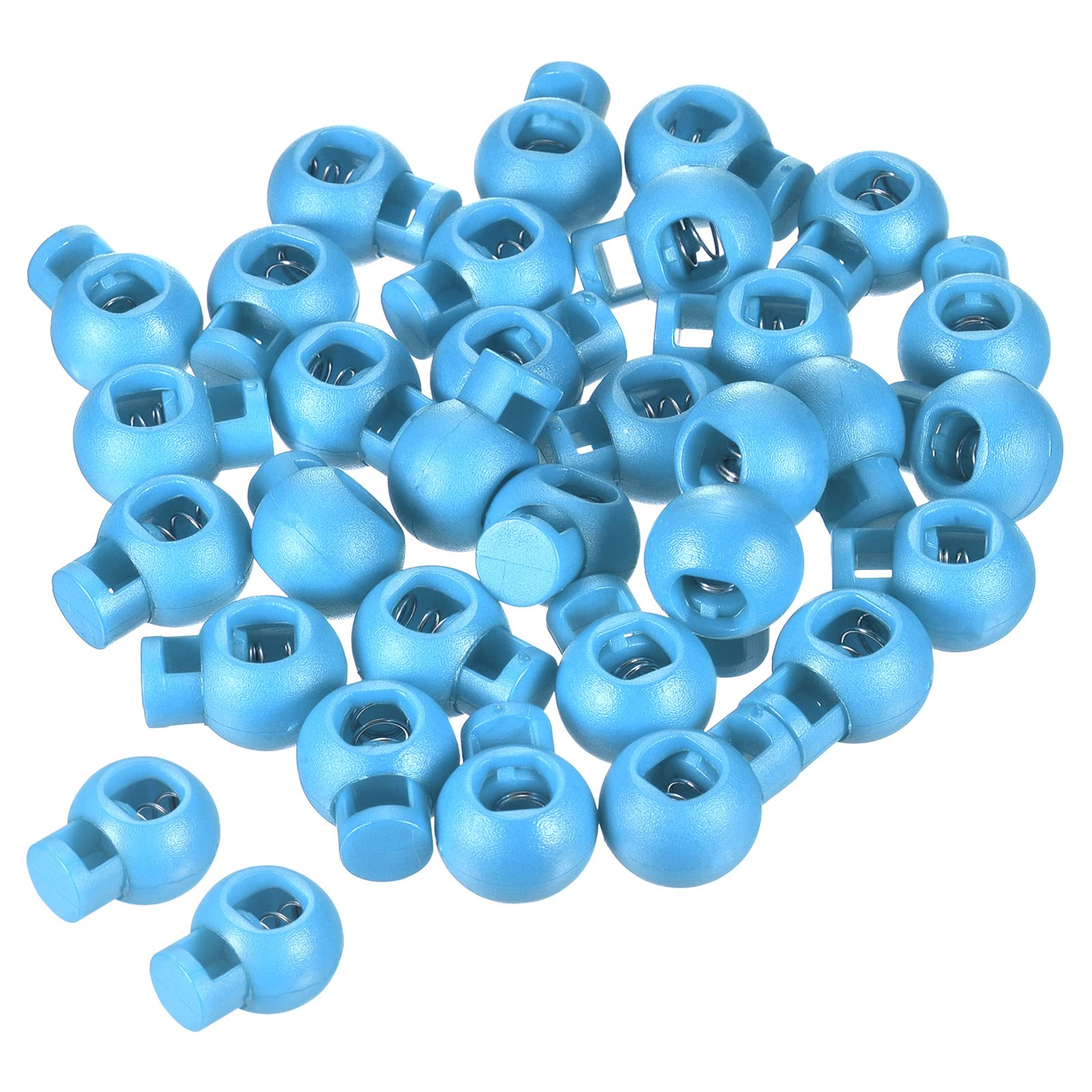 PATIKIL Cord Locks, 30 Pack Ball Spring Toggle Stopper for Drawstring Bag Shoelaces, Lake Blue