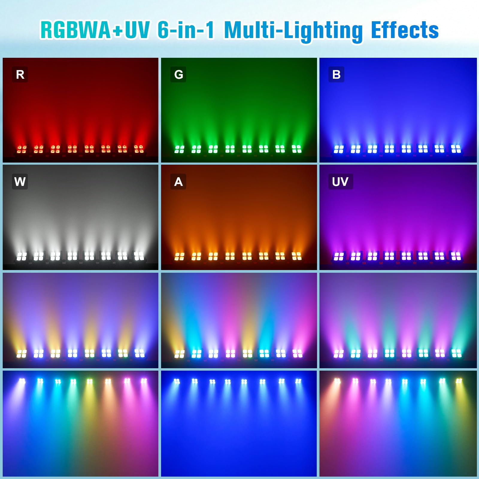 LED Par impermeabile Akku, 40 W RGBWA+UV luce da palcoscenico senza fili ricaricabile con controllo remoto/App/DMX512 per esterni, uplight per matrimoni, concerti, decorazione della casa