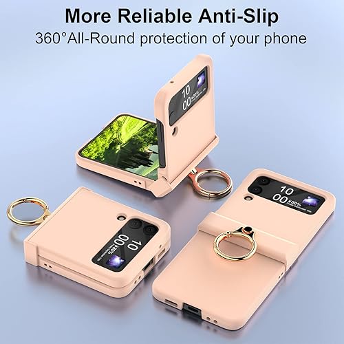 Miniatura 44 de Funda compatible con Galaxy Z Flip 4 con protección de bisagra y soporte de anillo, funda protectora delgada y fina para Samsung Z Flip 4 5G (negro)