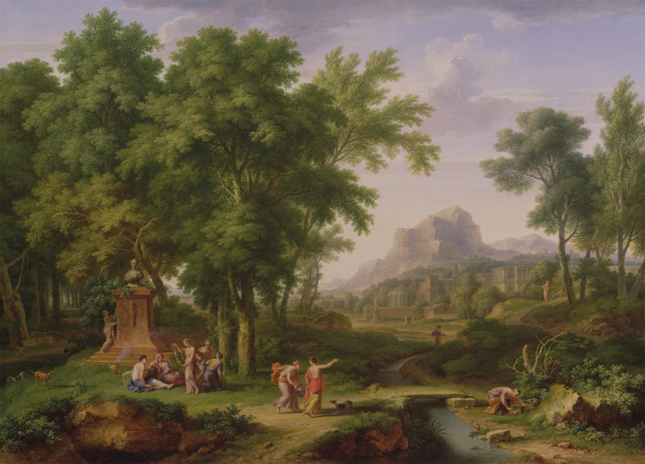 SERENDIPITP Retro Picture Poster Wall Art Pictures Painting Arcadian Landscape with a Bust of Flora by Jan Van Huysum Wall Art Canvas Print for Wall Decor 60x90cm