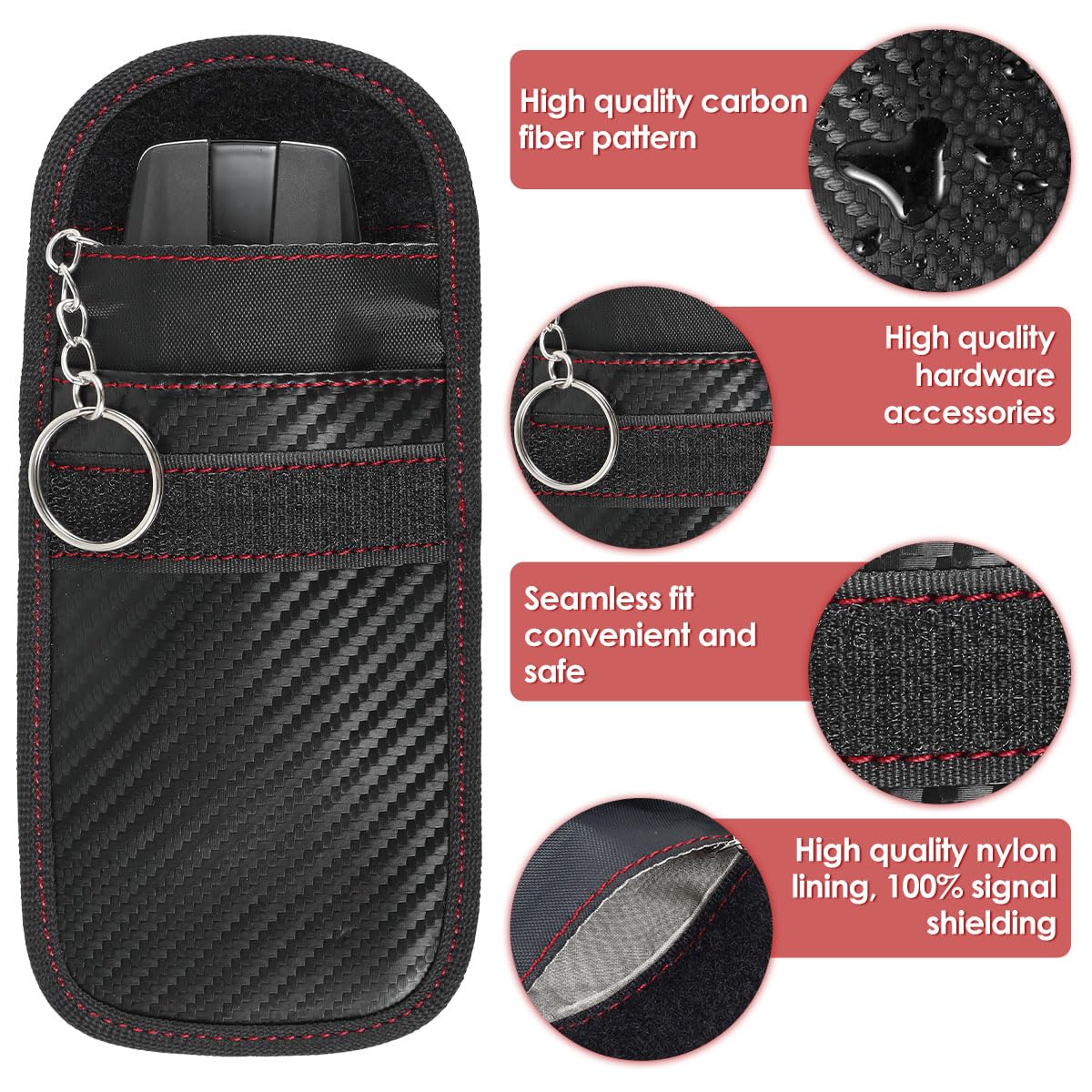Txkrhwa 3Pcs Faraday Key Fob Protector, Car Key Signal Blocker Pouch Anti-Theft RFID Blocking Faraday Bag Portable Key Fob Protection Pouch RFID Signal Blocking Security Pouch for Car Security(Black)