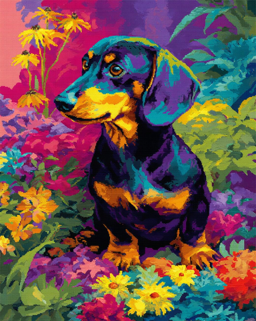 RKFLGEW DIY Embroidery Set Colorful Dachshund 30x40cm