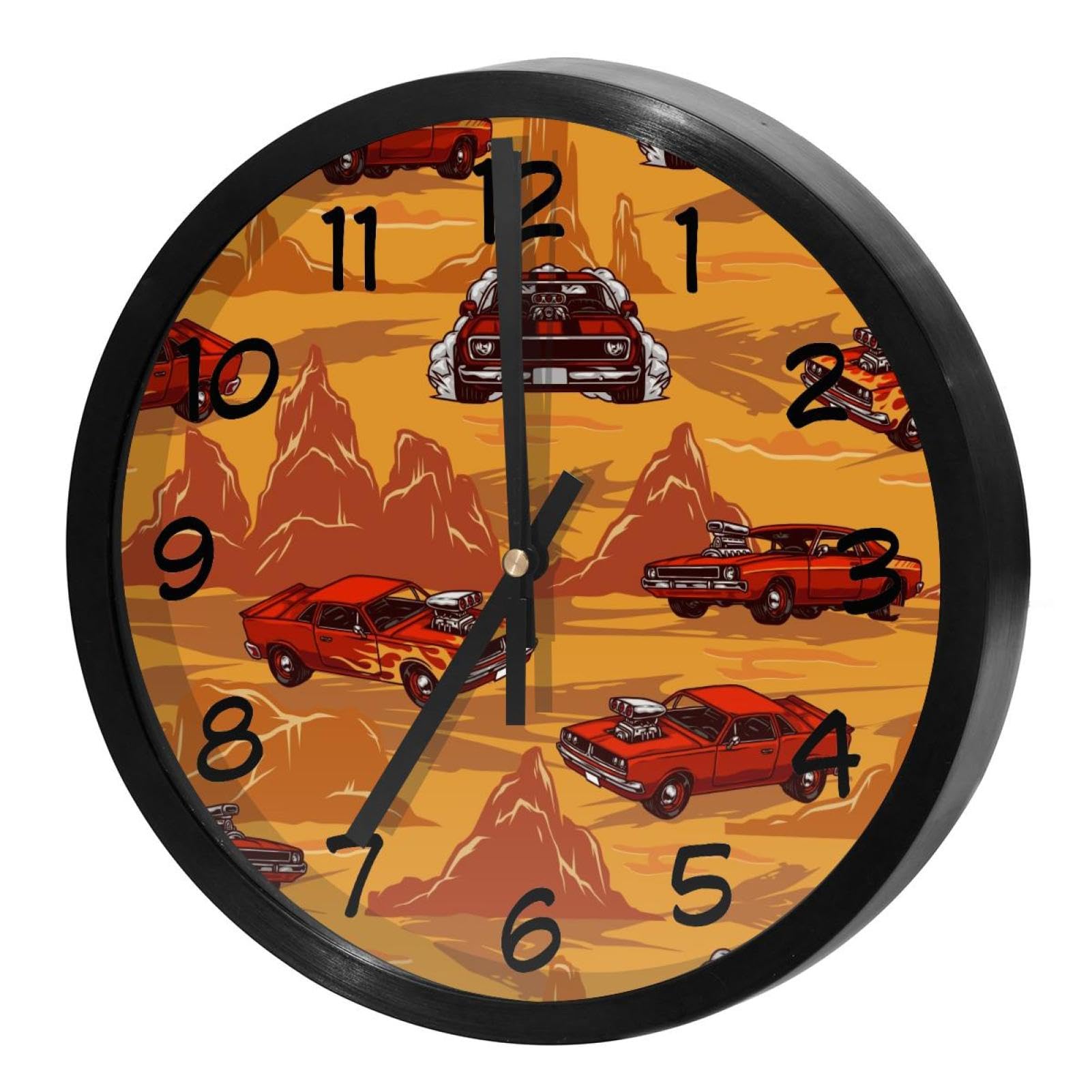 Horloge murale sans tic-tac pour retrouver le sommeil et le calme au bureau motif voiture