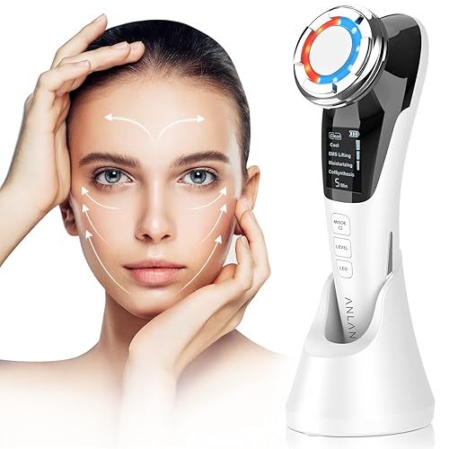 ANLAN Masajeador Facial Instrumento Multifuncional con Frío Calor Roja y Azul para Antiarrugas, Anti-envejecimiento, Limpieza Profunda, Cuidado Facial