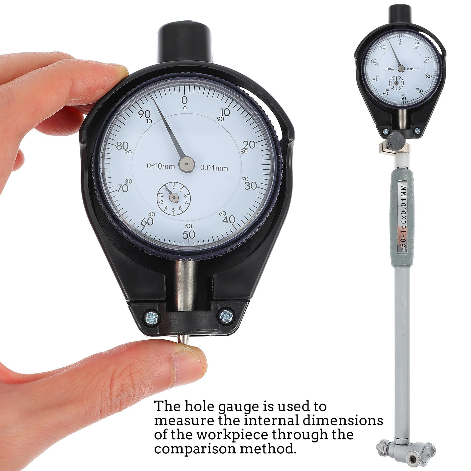 Misuratore di Alesaggio Manuale per Veicoli, Calibro Interno Nero in Acciaio, Flessibile e Preciso per Riparazioni Auto, 50-160mm X 0,01mm