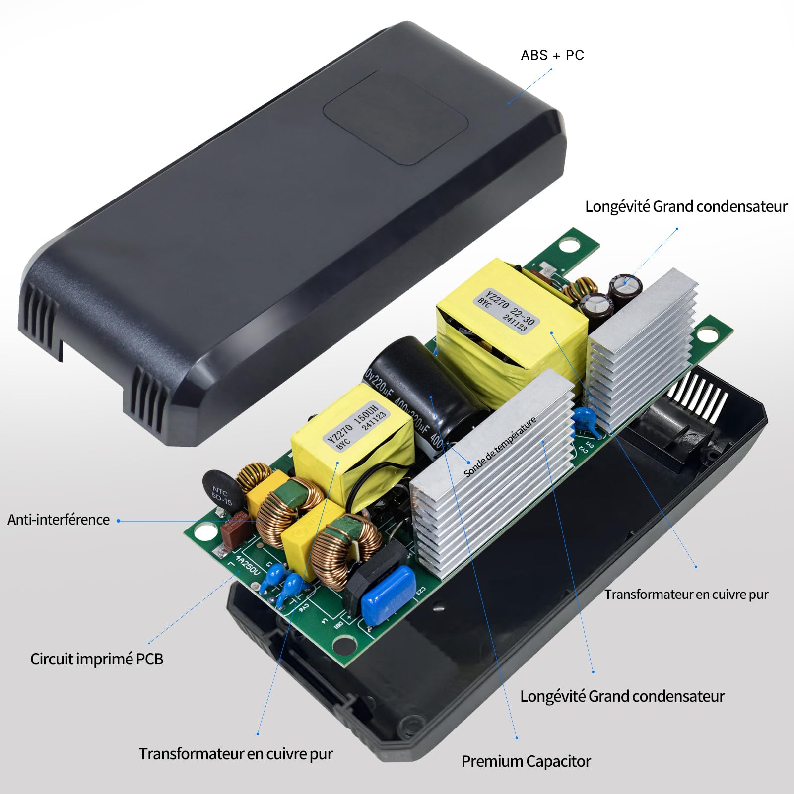 Chargeur 58,8V 4A Compatible Batterie Lithium 52V pour vélo électrique | Compatible trottinettes électriques, équipé d'écran numérique, ventilateur de refroidissement et connecteur GX16-3