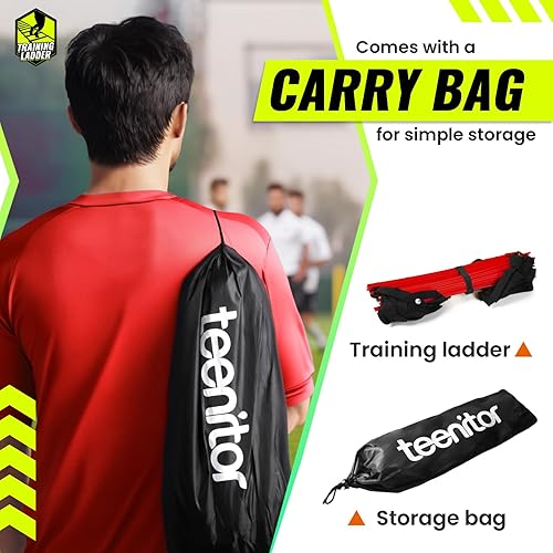 Miniatura 16 de Teenitor Escalera de agilidad Escalera de velocidad para fútbol, velocidad, fútbol, fitness, entrenamiento de pies, bolsa de transporte