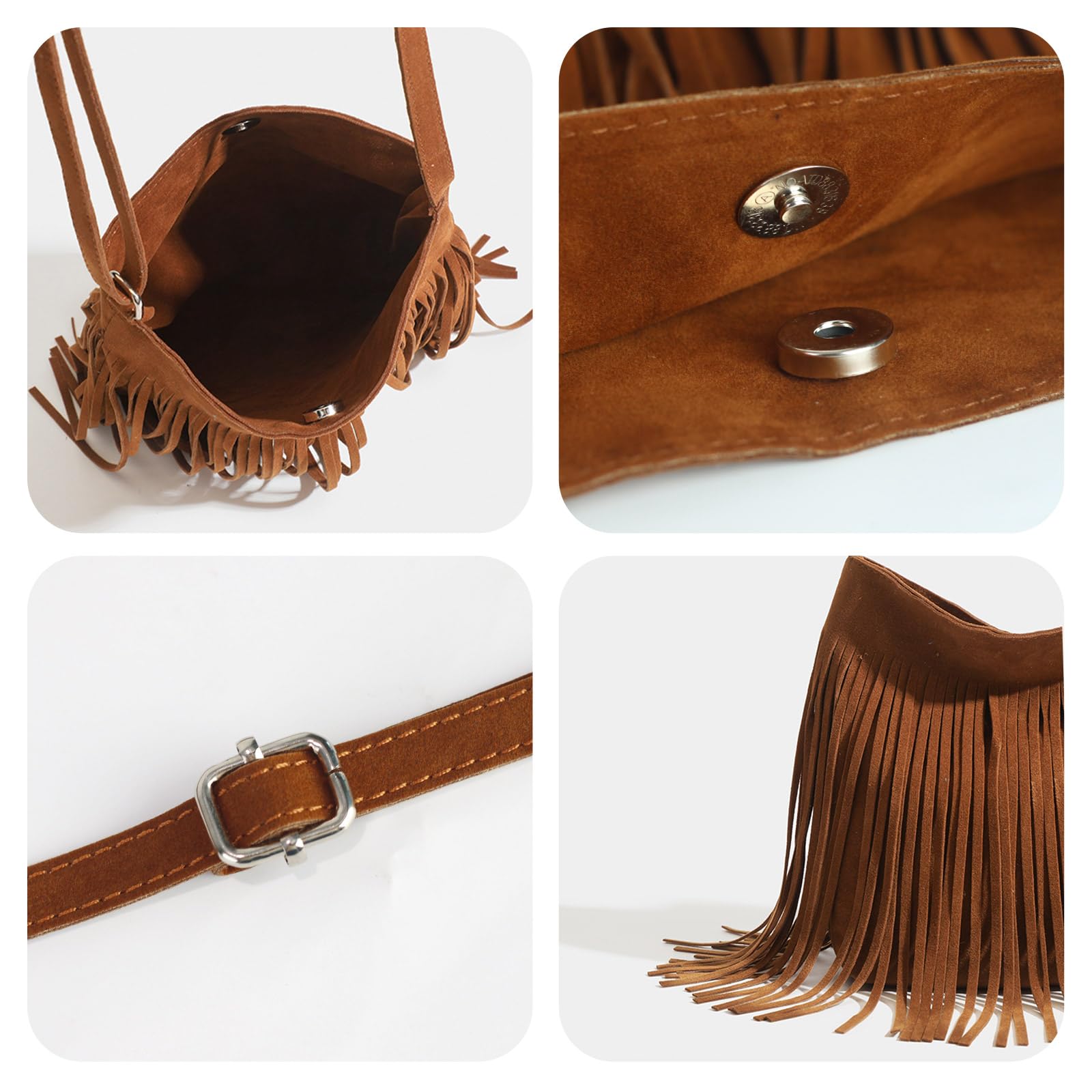 Borsa a Tracolla con Frange Stile Western per Donna Tote Bag Boho Con Nappe Hobo Borsa a Spalla