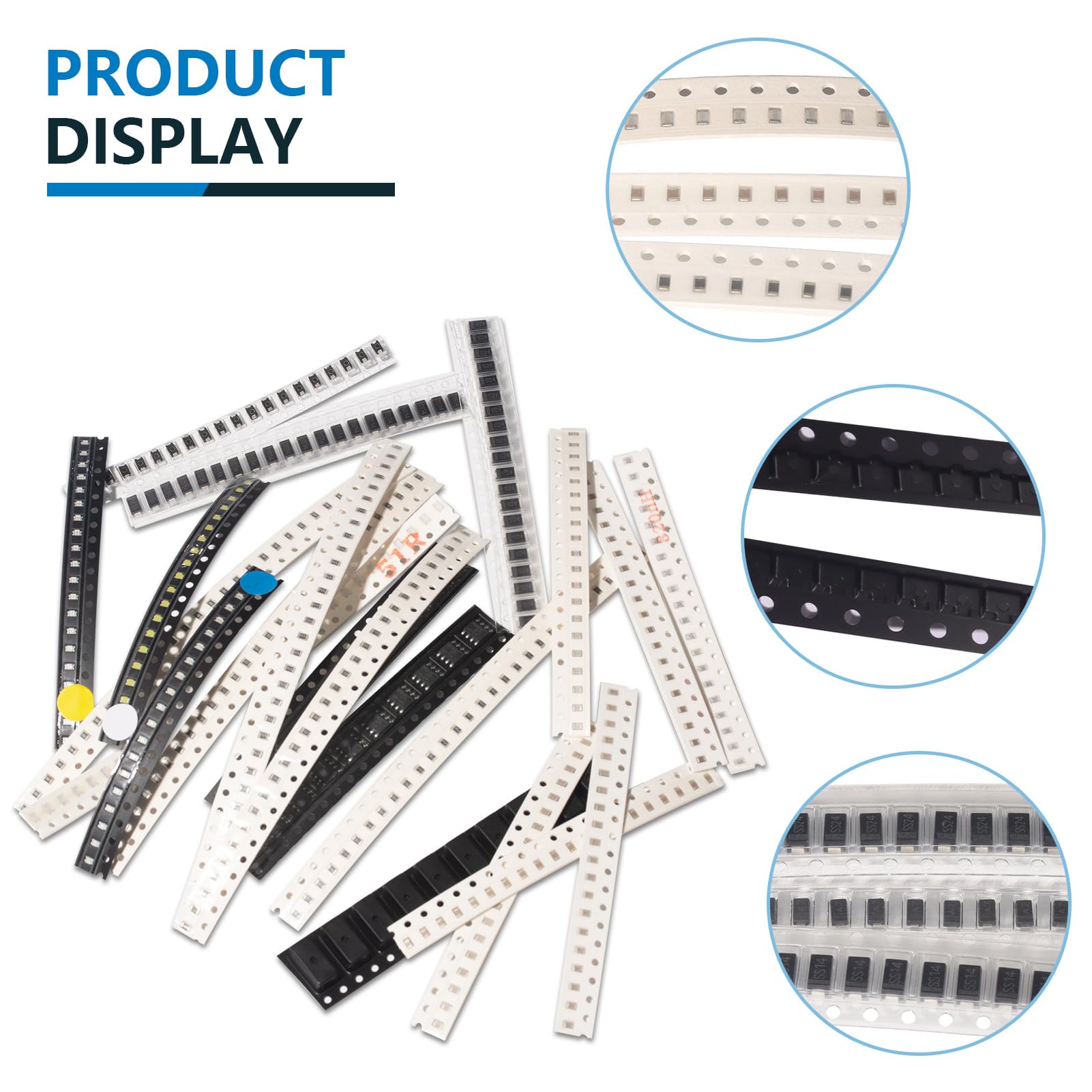 6020 Piezas 1206 SMD Kit Surtido de Componentes Electrónicos con 1% Resistencias 5% Resistencia Condensadores LED Diodos Transistores IC Inductores DIY Electronica Componente Assortment Set