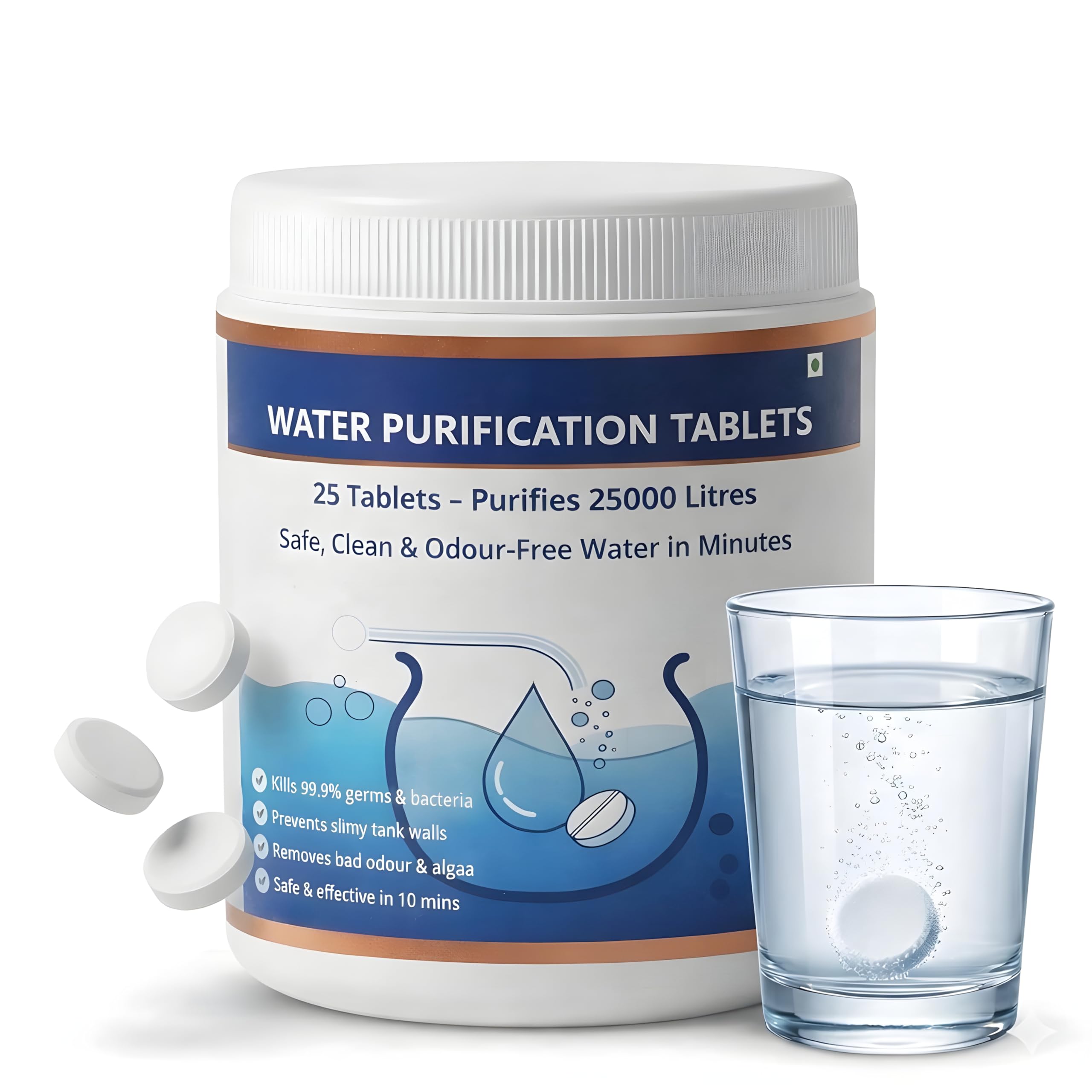Chlorine Tablets for Water Tanks, Overhead & Underground Water Tanks - Premium Water Purification Tablets Kills Bacteria and Prevents Algae for Overhead & Undergorund Tanks 50000 Ltrs (25 Tablets)-picture-13