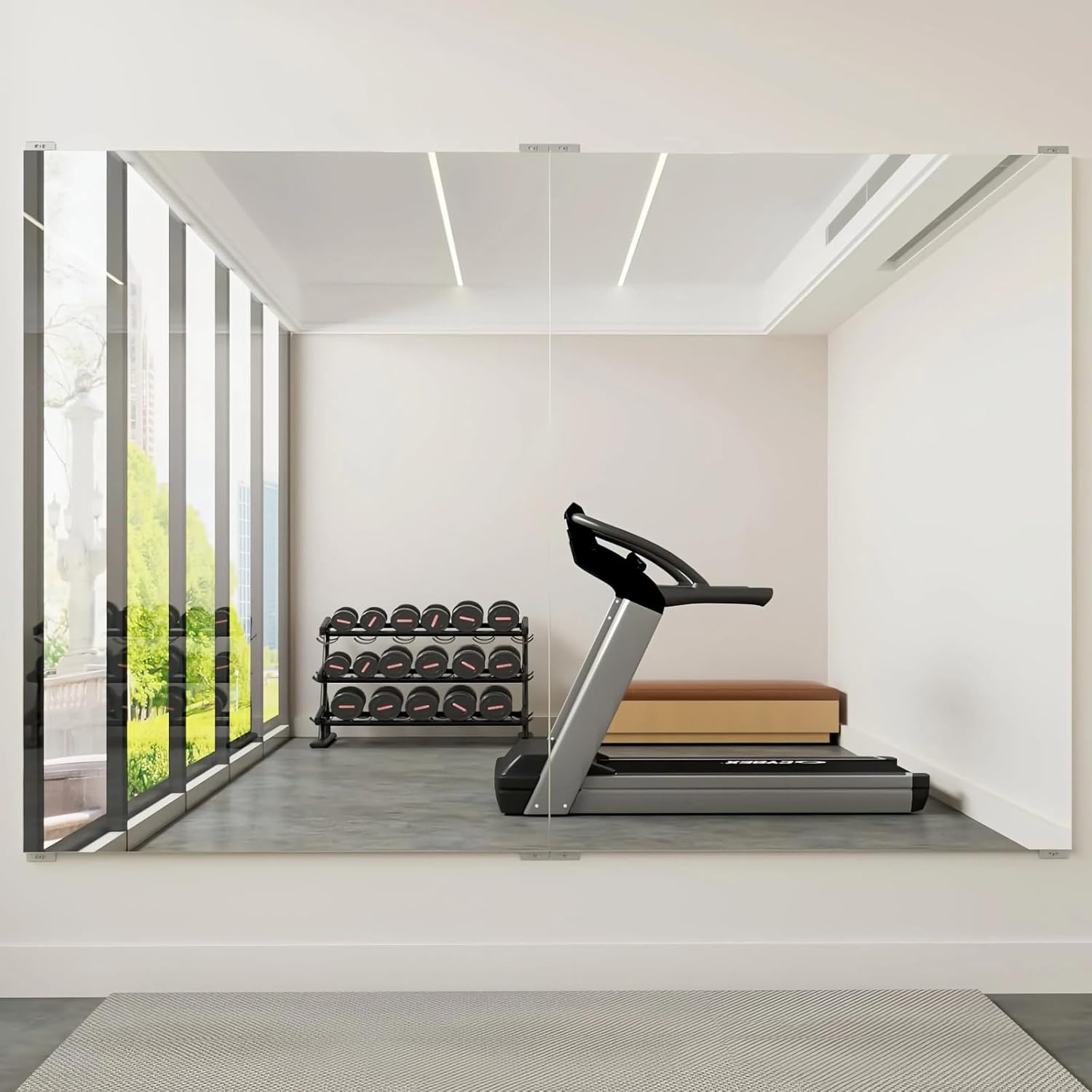 SIMILAR TO Gym Mirror - 48\" x 72\" (2PCS of 48\" x 36\") Frameless Wall Mirrors, Easy Installation, Shatterproof, No Glass, HD Reflection, Ideal for Dancing, Yoga, Fitness, Rehearsing, Pilates 48\" x 36\", 2PCS