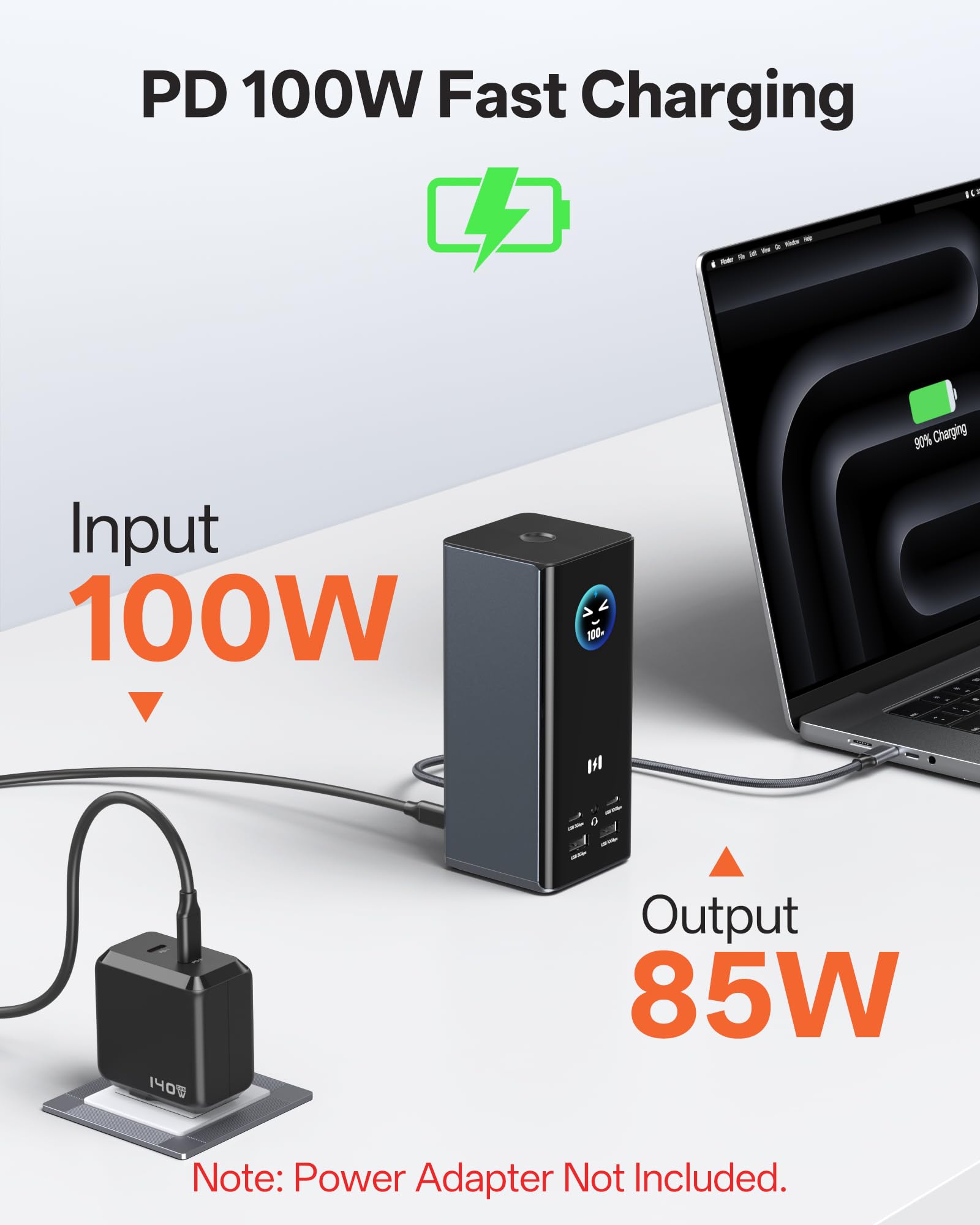 Selore Station d'accueil pour ordinateur portable 3 moniteurs, triple écran 4K 3 HDMI 2 DP, écran intelligent avec météo, 100 W PD, 10 Gbit/s USB A/C, Gigabit Ethernet, lecteur SD/microSD pour Dell/HP