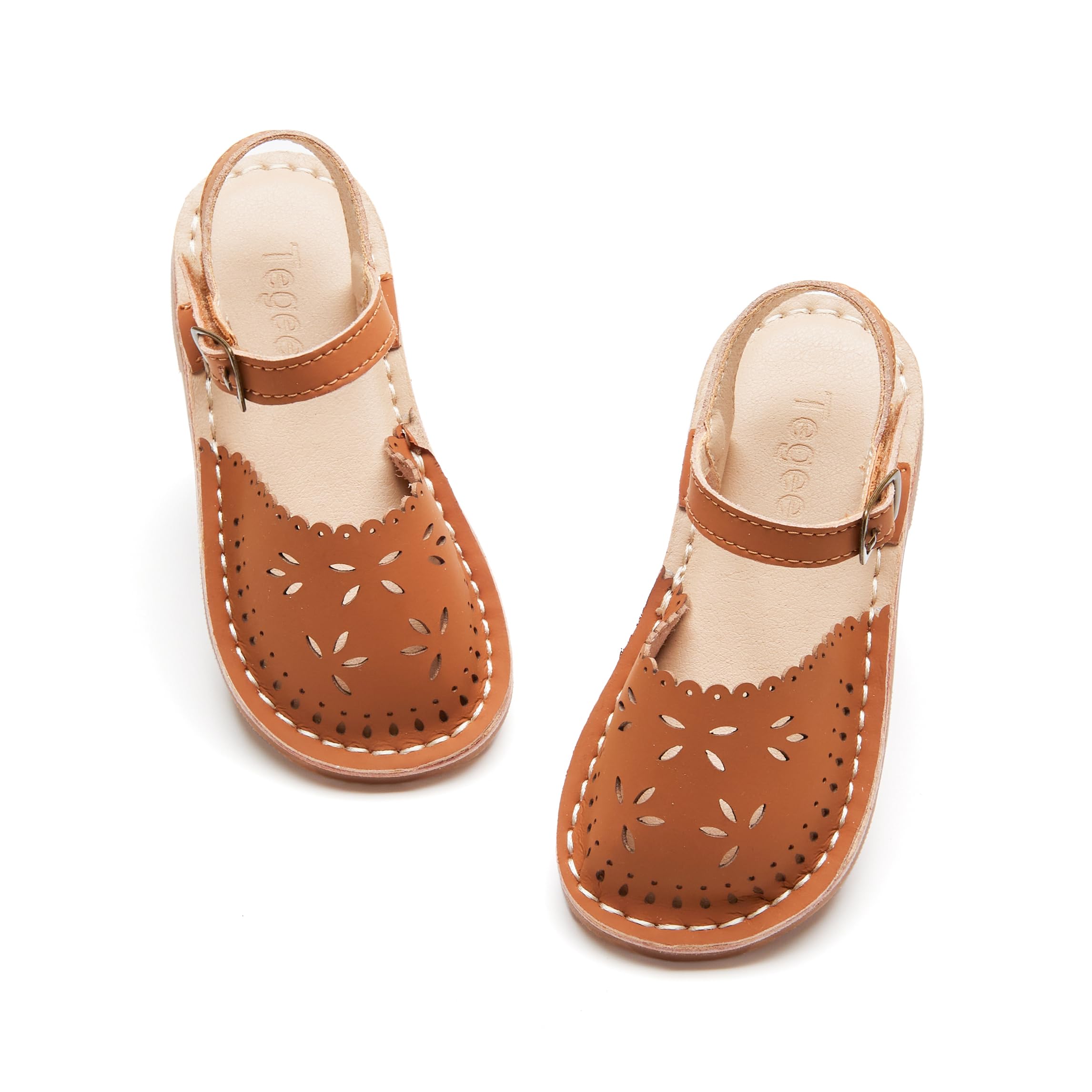 Tegeek Girls Sandals 3-12 Years | Dressy & Play Shoes | Leather-Like for Outdoor School(TA406 Little Kid,Brown/13M)