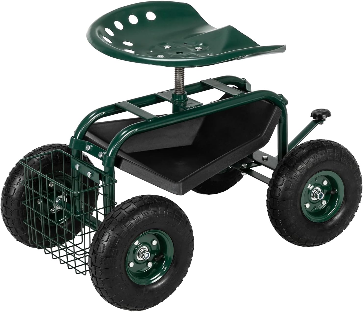 Garden Cart Rolling Stool with Wheels, Seat, and Tool Tray for Weeding Planting or Lawn Care Rolling Gardening Chair Cart