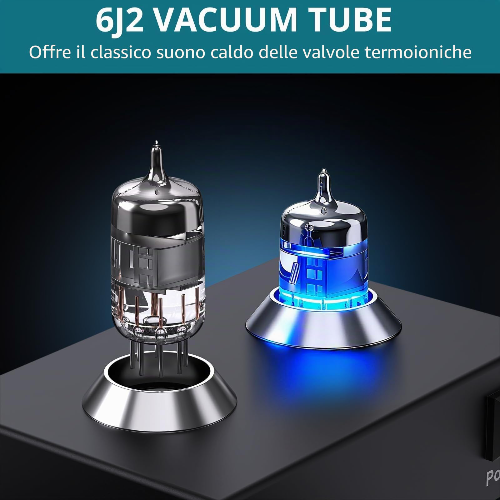 Preamplificatore Phono a Valvola con Tubo 6J2 per Giradischi MM, Design a Basso Rumore, Connettori RCA Oro, Alimentatore Certificato - per Sistema Hi-Fi Vinile