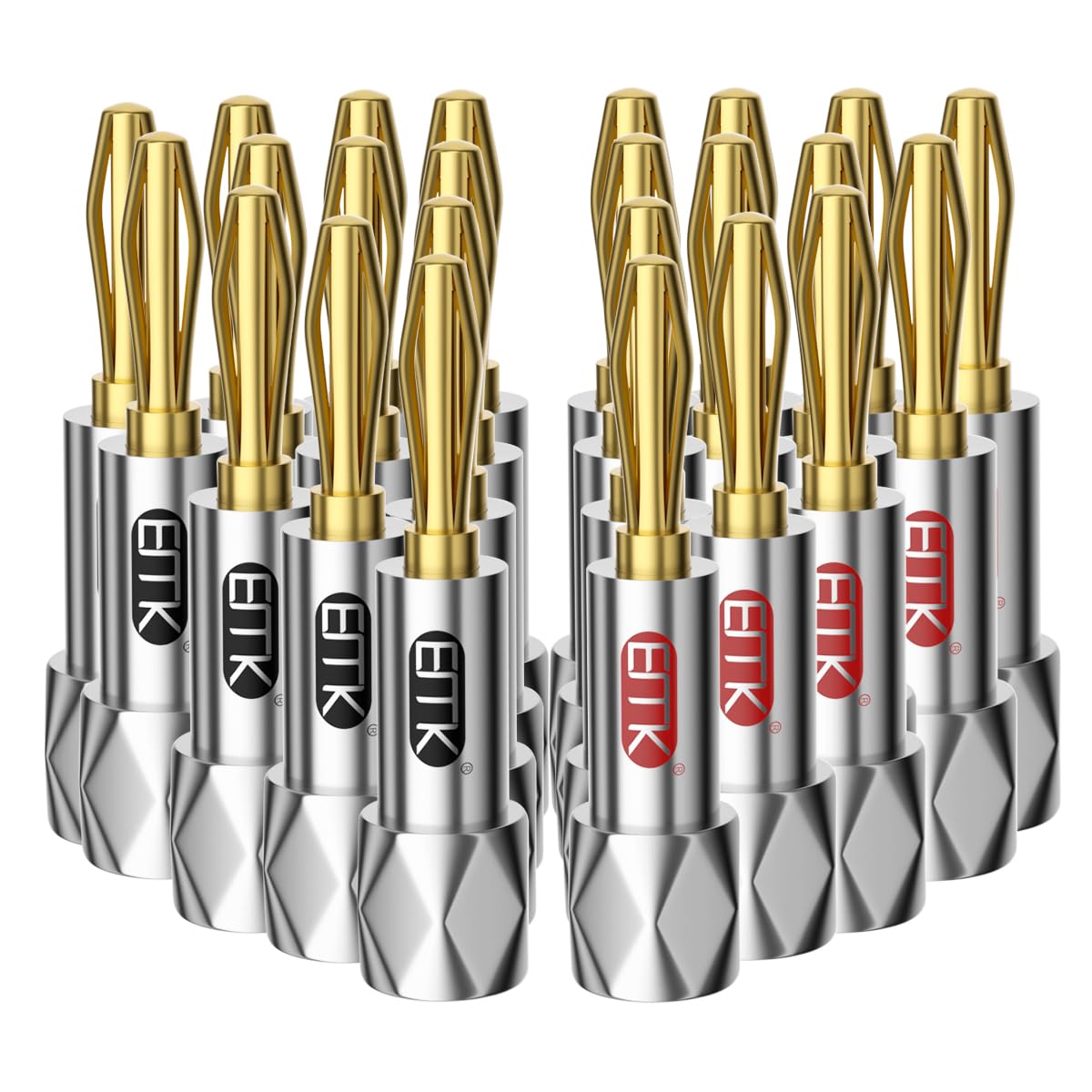 Conectores banana para altavoz EMK de tornillo cerrado con baño de oro de 24k 8