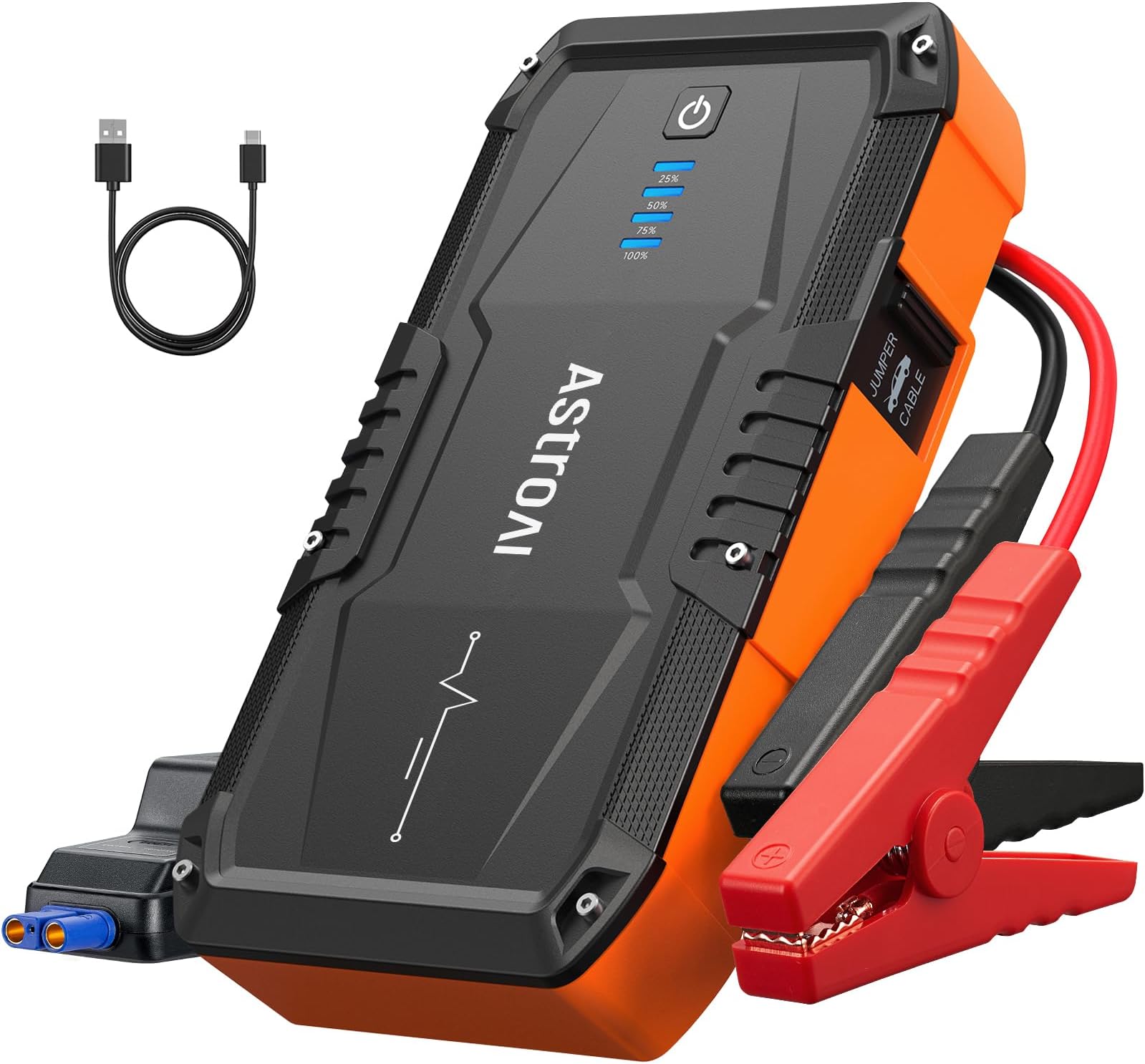 AstroAI S8 Jump Starter, 10,000 mAh, 1500 A Peak Current, Car Engine Starter (Compatible with up to 1.2 gal (6.0 L) Gasoline and 3.0 L) Diesel Cars), 12 V, Emergency Start Car, Safety Protection, Mobile Battery, Flashlight, PSE Certified, USB-C Included, Mother's Day