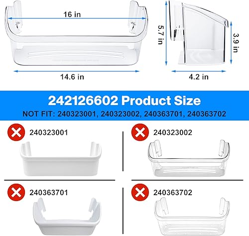 Miniatura 2 de 242126602 Estante de repuesto para refrigerador Frigidaire Electrolux, Frigidaire Número de pieza de repuesto del estante de la puerta 4547407,