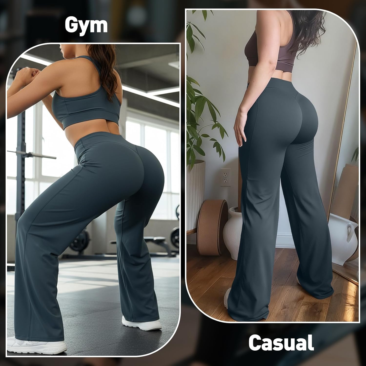 Straight Leg Leggings for Women Wide Leg Yoga Pants High Waist Stretch Casual Bottoms Buttery Soft Leggings - Image 6