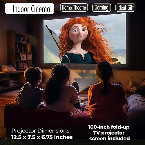 Miniatura 6 de RCA Proyector con pantalla plegable de 100 pulgadas y Bluetooth Proyector portátil para interiores y exteriores con proyección de 150 pulgadas