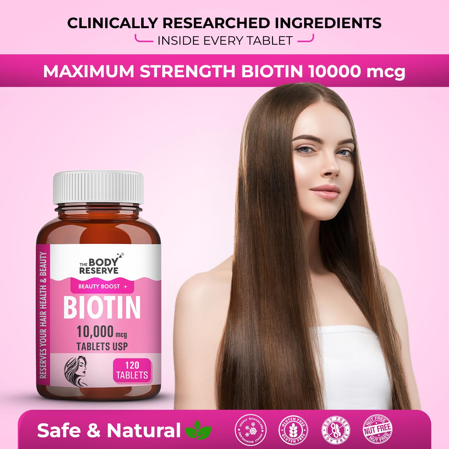 The Body Reserve Biotin 10000mcg 120 Veg Tabs, Biotin Tablets For Hair, Skin & Nails, Hair Vitamins biotin Supplement For Men & Women 4 Month’s Supply Pack — Amazon image 3