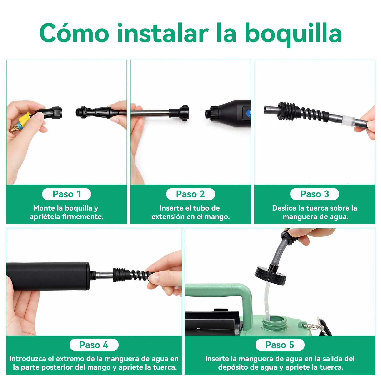 MANKIW Pulverizador a Presión con Batería de 5 L, Pulverizador Eléctrico con 3 Boquillas, Batería USB, Varilla Telescópica y Correa para el Hombro