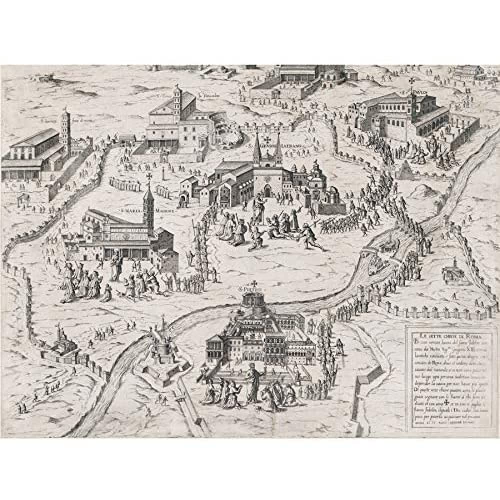 Artery8 Brambilla Seven Churches Rome City Engraving Unframed Wall Art Print Poster Home Decor Premium