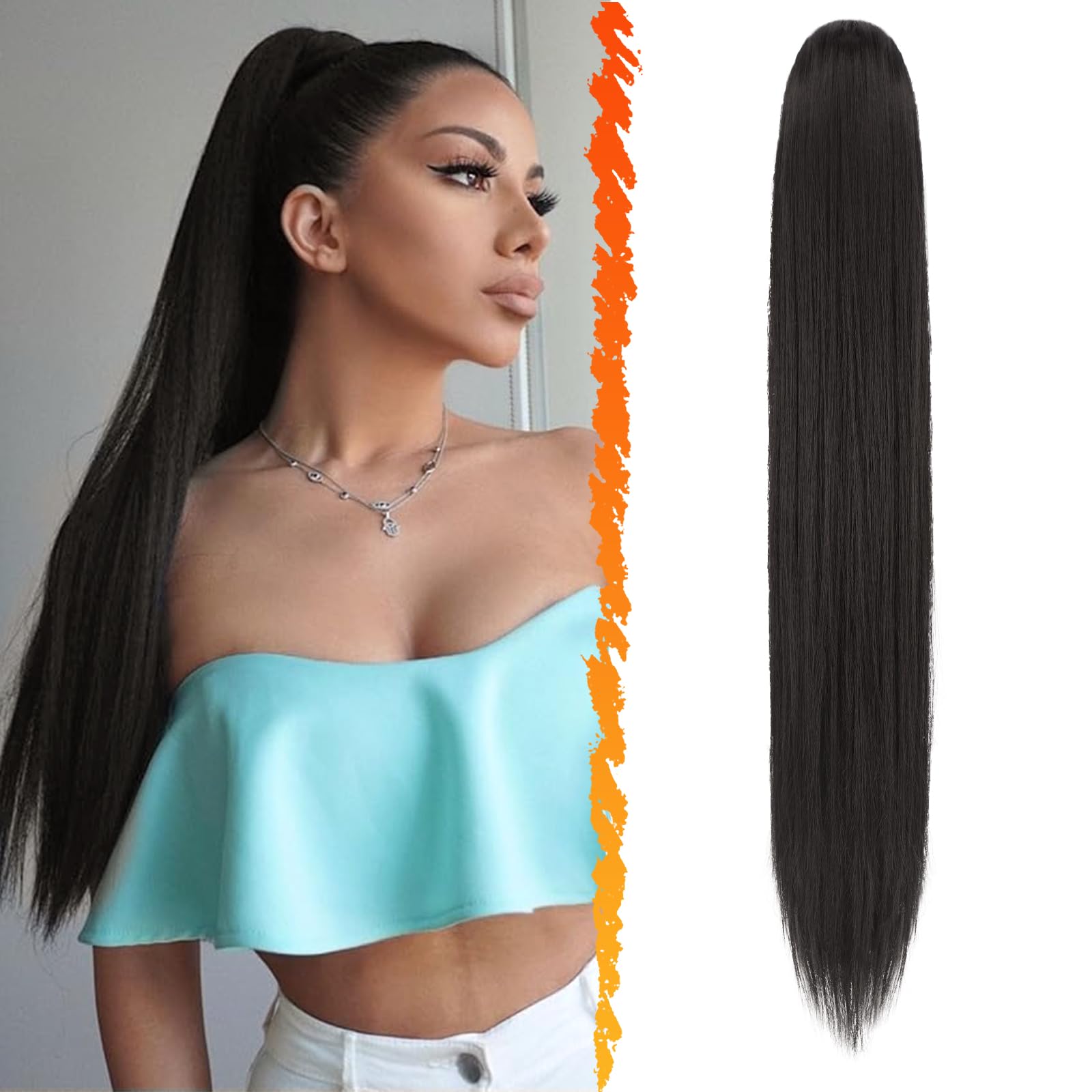BARSDAR Long Straight Ponytail Extension
