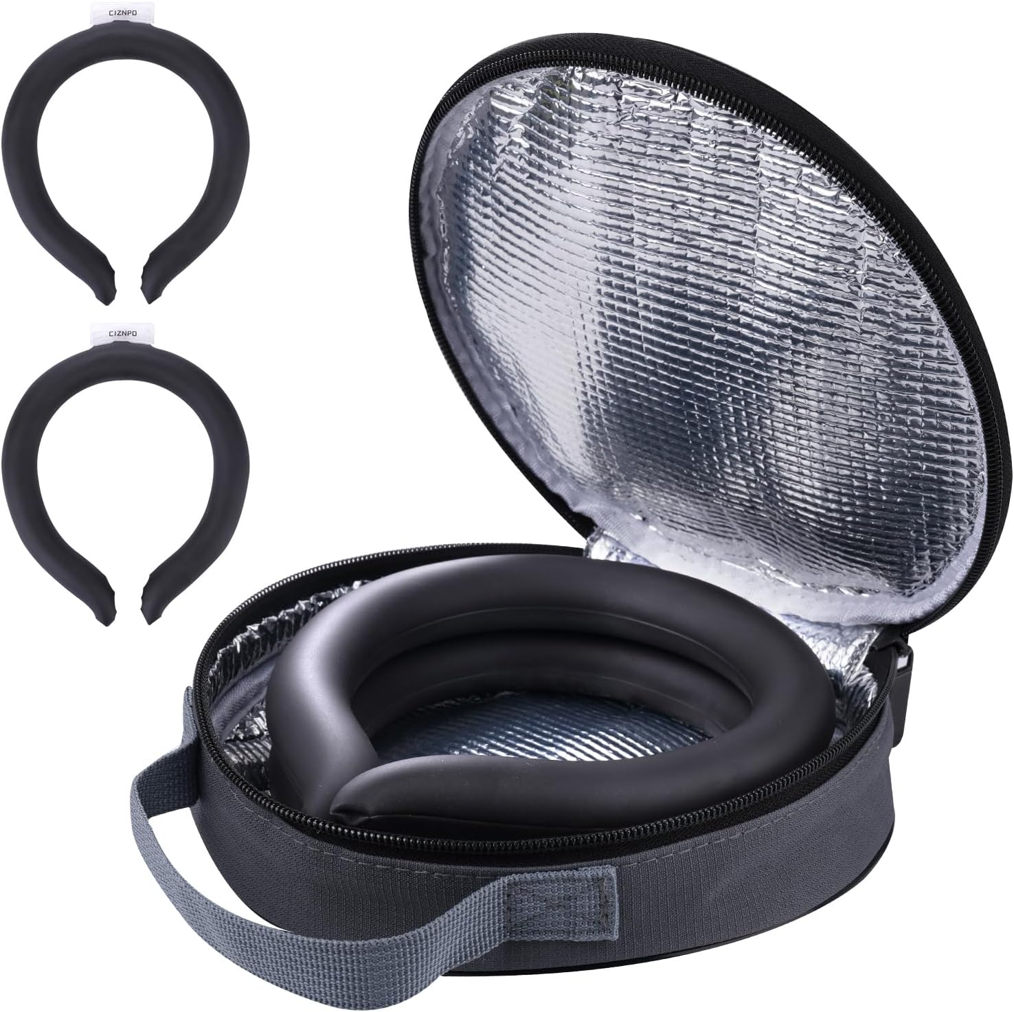 2Pcs.Neck Cooler Ice Ring with Insulated Bag. Wearable Body Cooling Tube for Hot Weather, Gel Ice Collar for in/Outdoor Workers, Sports. Reusable Cool Wraps, (Black*2) Two Black