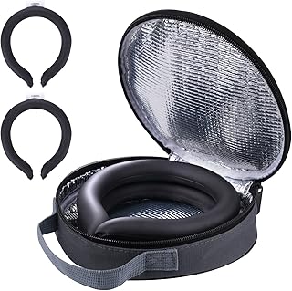 2Pcs.Neck Cooler Ice Ring with Insulated Bag. Wearable Body Cooling Tube for Hot Weather, Gel Ice Collar for in/Outdoor Workers, Sports. Reusable Cool Wraps, (Black*2)