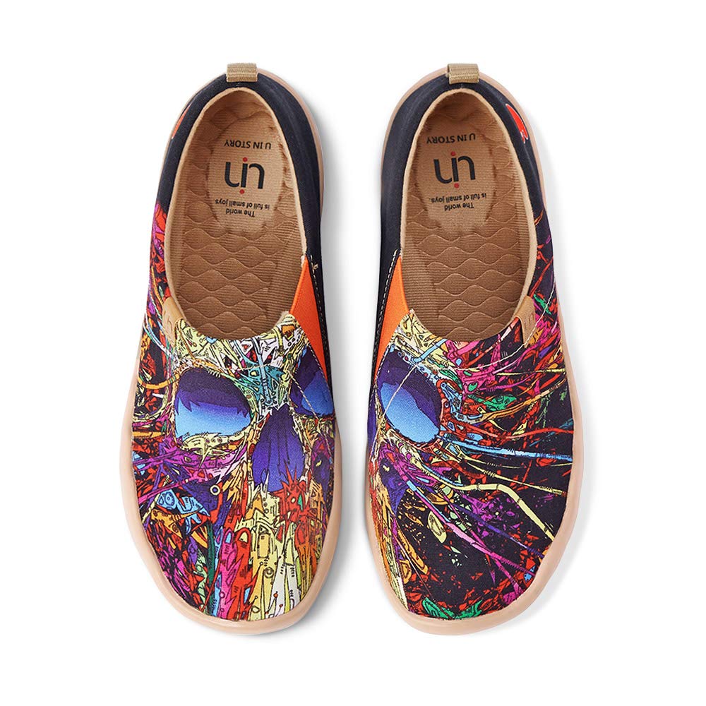 UINWomen's Artistic Slip-On Shoes Vibrant Floral Casual Loafers Lightweight Comfortable Travel Footwear