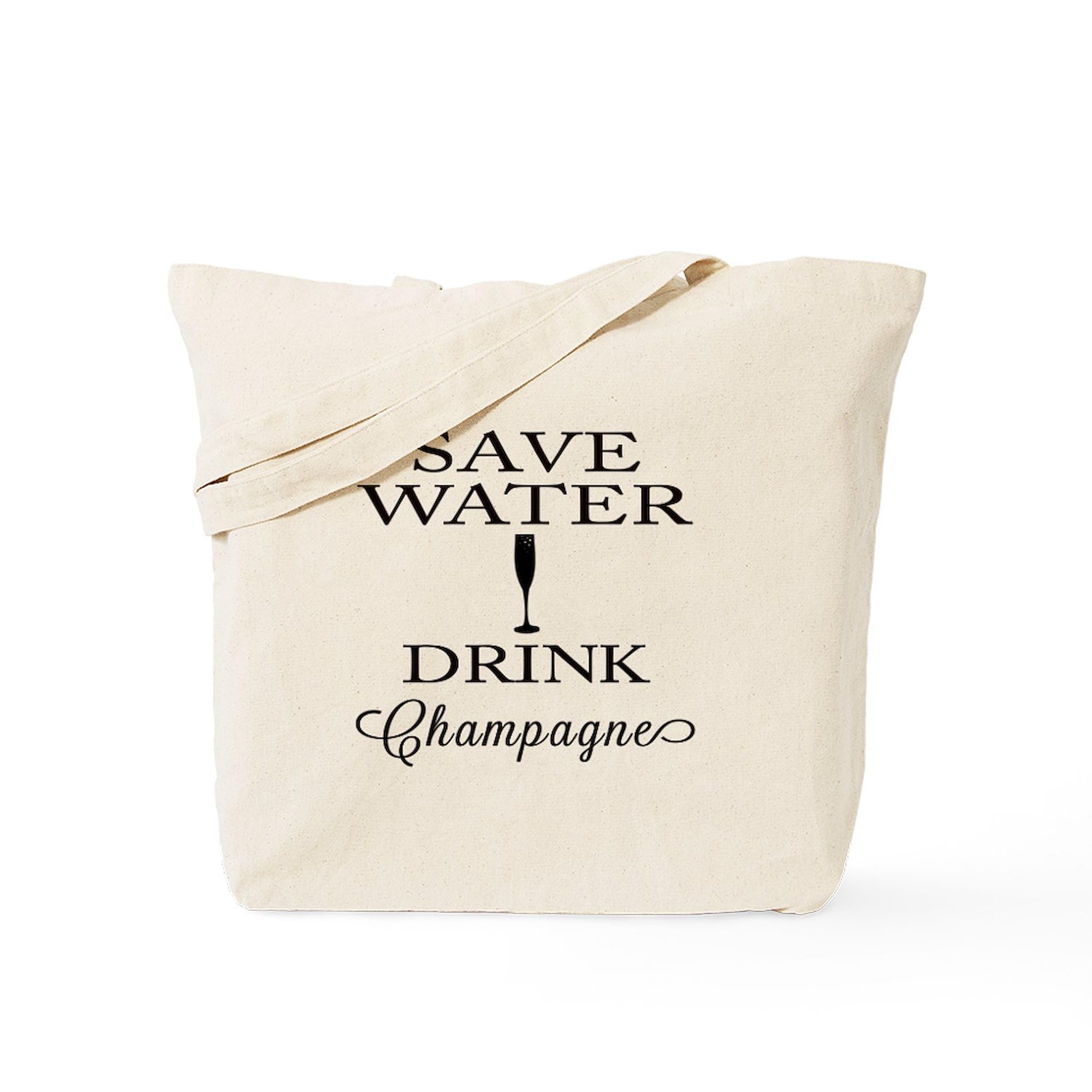 CafePress Save Water Drink Champagne Tote Bag Natural Canvas Tote Bag, Reusable Shopping Bag