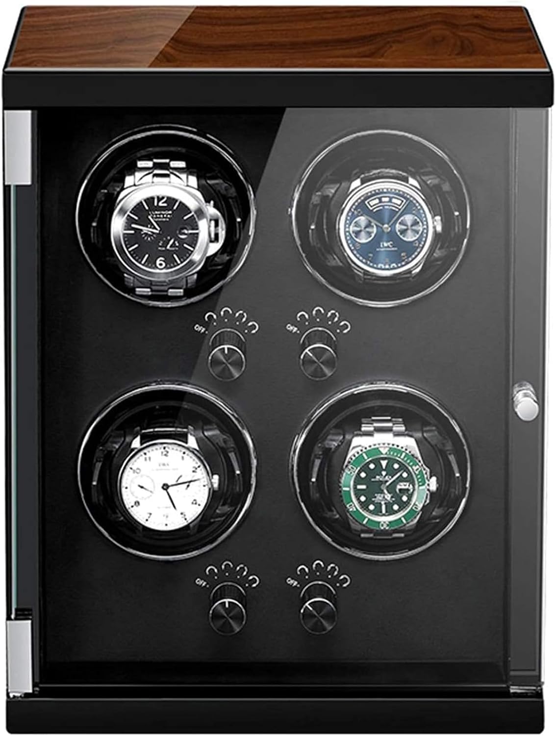 Automatic Watch Winder for 4 Automatic Mechanical Watches, 5 Rotation Modes, Wooden Case, Universal Storage Box for Men's and Women's Watches