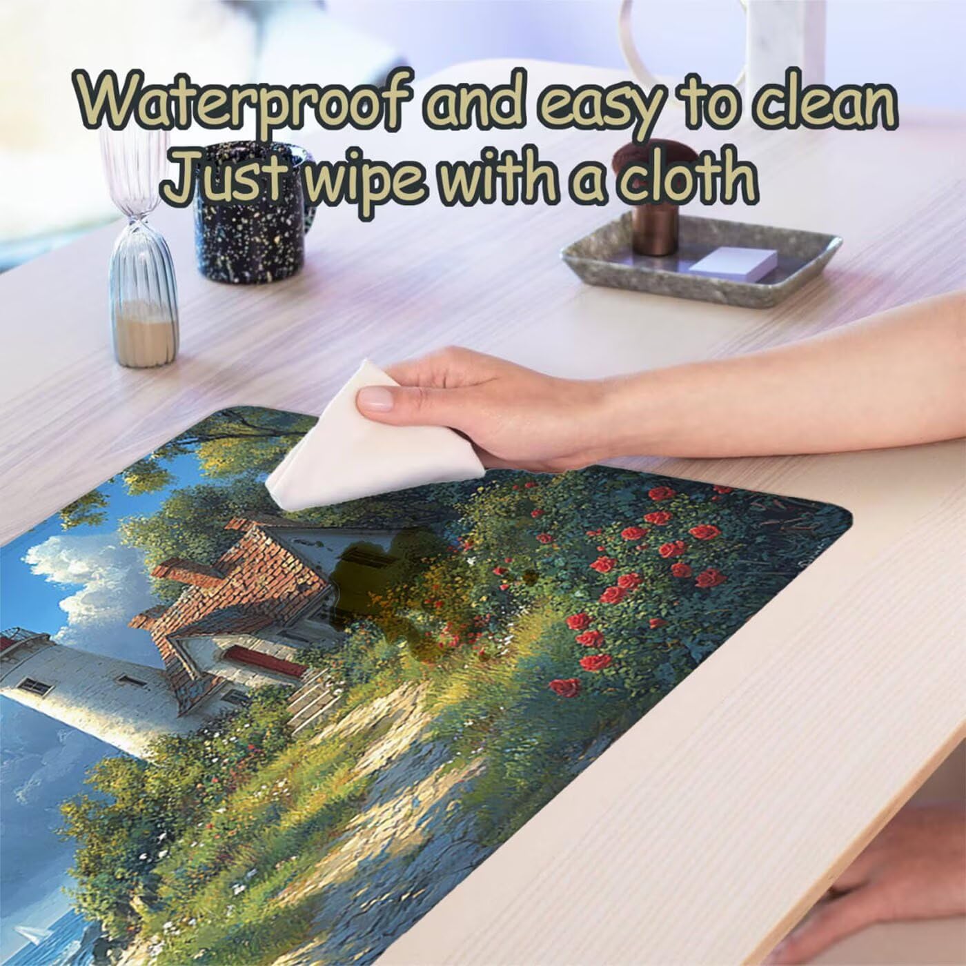 Podkładka pod mysz XXL 1200 x 600 mm duża podkładka pod mysz dla graczy reflektor pod ręką biurko szyte krawędzie wodoodporna antypoślizgowa do komputera, laptopa poprawia precyzję i szybkość