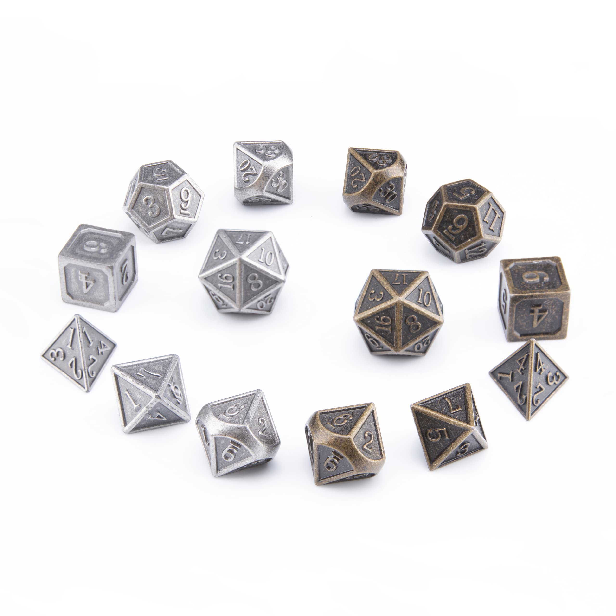 RPG - Alfombrilla para Dados, Hecha a Mano, de Piel auténtica, con Compartimento para Dados, para Todos los Juegos de fantasía como DND, DSA, Cthulhu (Tobacco + Bronze & Iron Set)