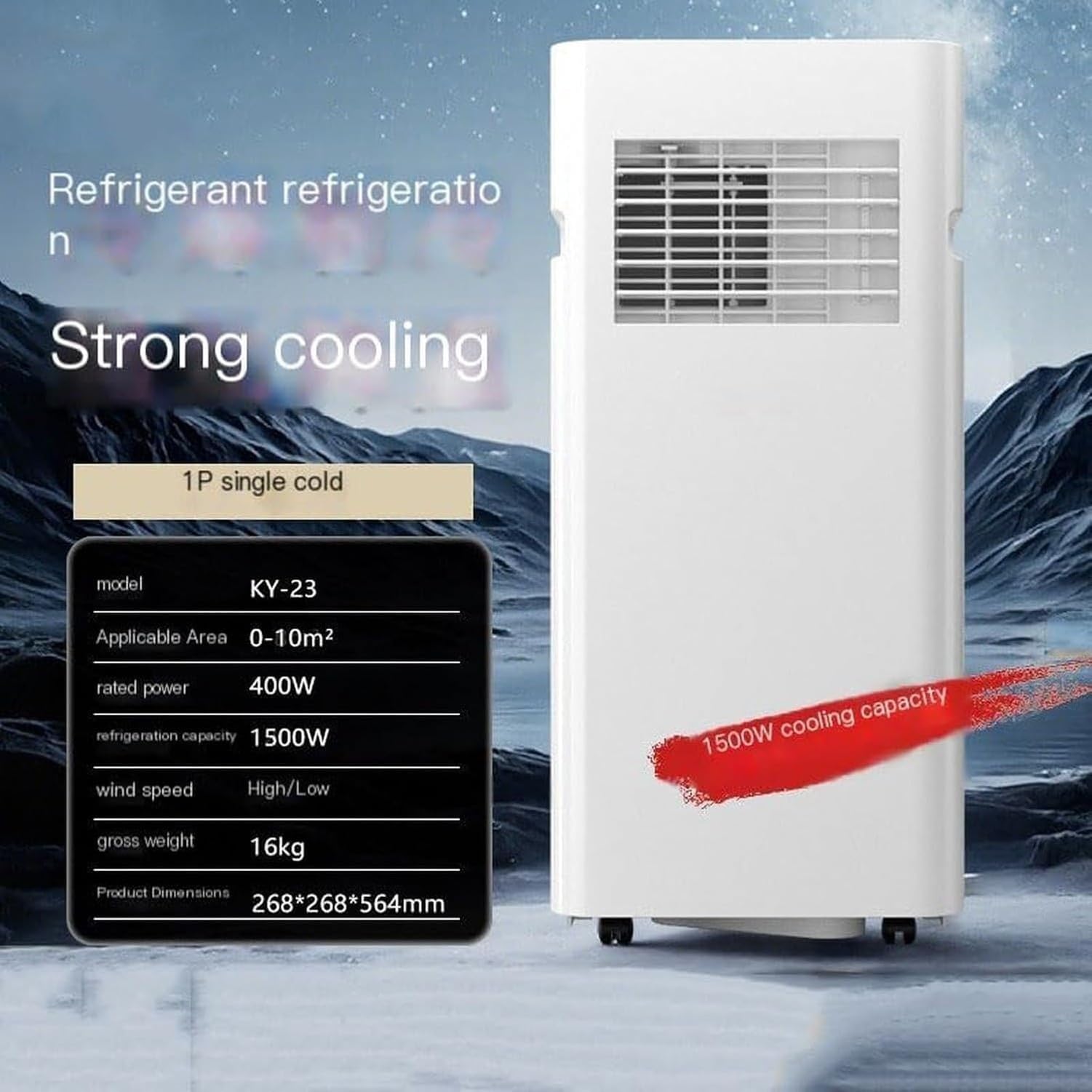 Condizionatore d'Aria Portatile 10000 BTU, unità AC silenziosa per stanze Interne, Telecomando, velocità Ventola Regolabili, deumidificatore, Kit di Scarico per, Style 3, 5000 BTU