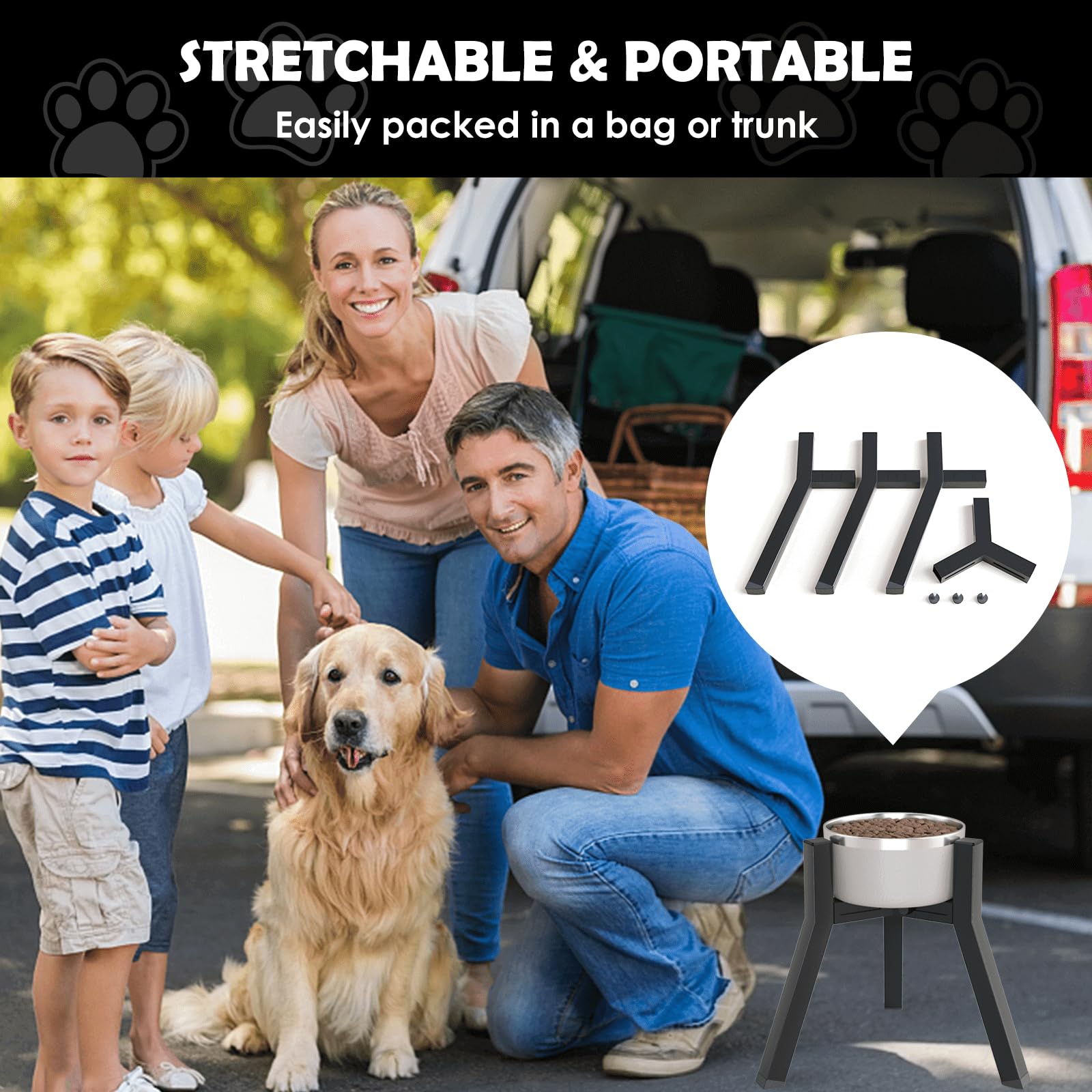 SHAINFUN Raised Dog Bowl Stand for Large Dogs 11" Height Adjustable Width 7-10.6" Single Tall Elevated Dog Bowls Stand, Food & Water Feeder Bowl Holder for Large Breeds (Bowl Not Included)