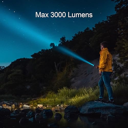 Miniatura 2 de RovyVon Linterna EDC S21 de alto lúmenes, 3000 lúmenes y 1,312.3 ft de largo reflector con interruptor mecánico de fácil uso, base magnética,