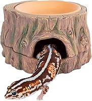 CAVACHEW 3-in-1 Reptile Hide Cave with Detachable Humidity Dish & Base - Safe Resin Humid Hideout for Crested Geckos, Lizards, Snakes