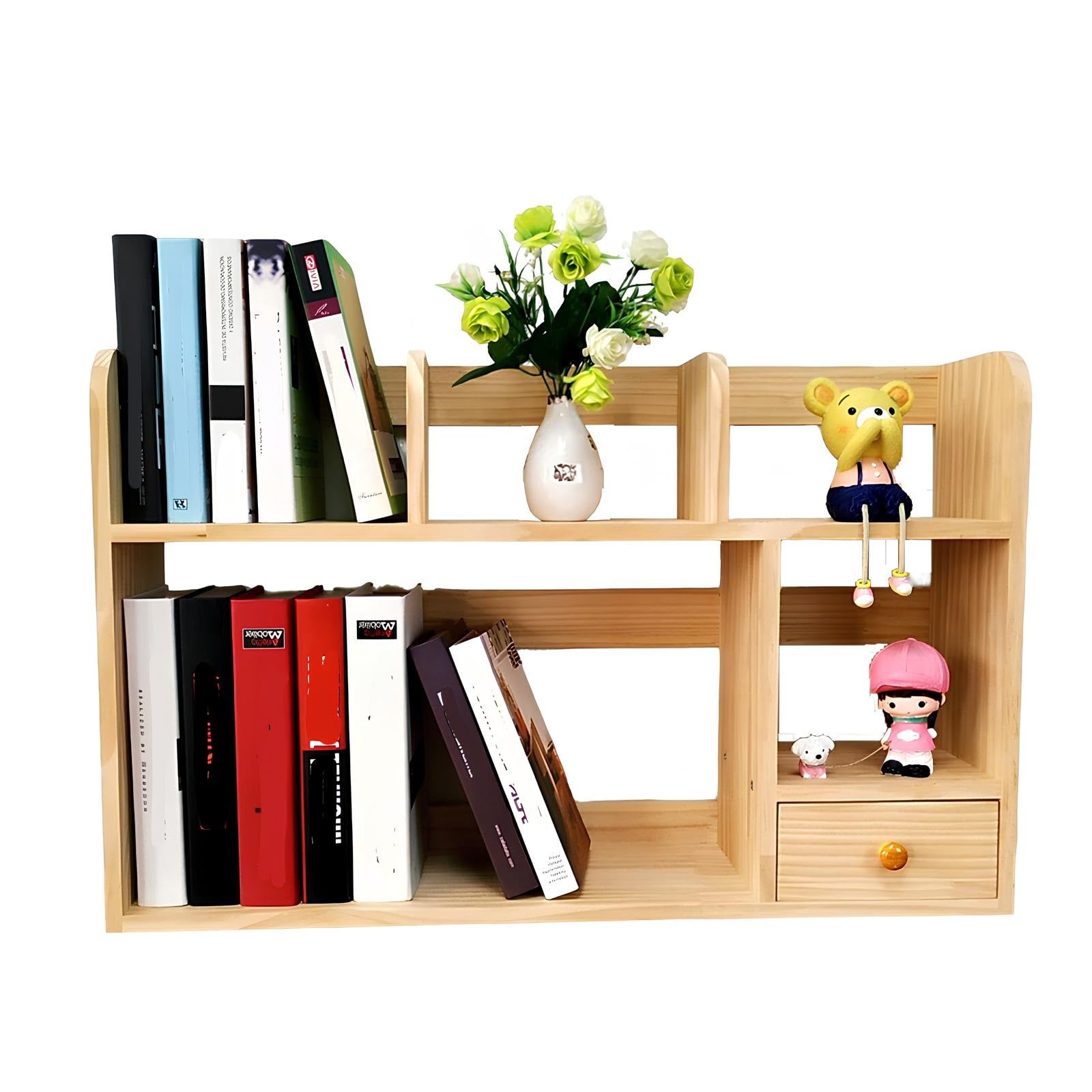 Estantería de escritorio pequeña de madera librería compacta estante abierto para hogar