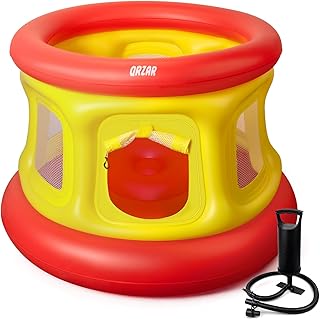 All-in-1 Inflatable Bounce House Trampoline for Toddlers 1-4, with Manual Air Pump, Thick Textured