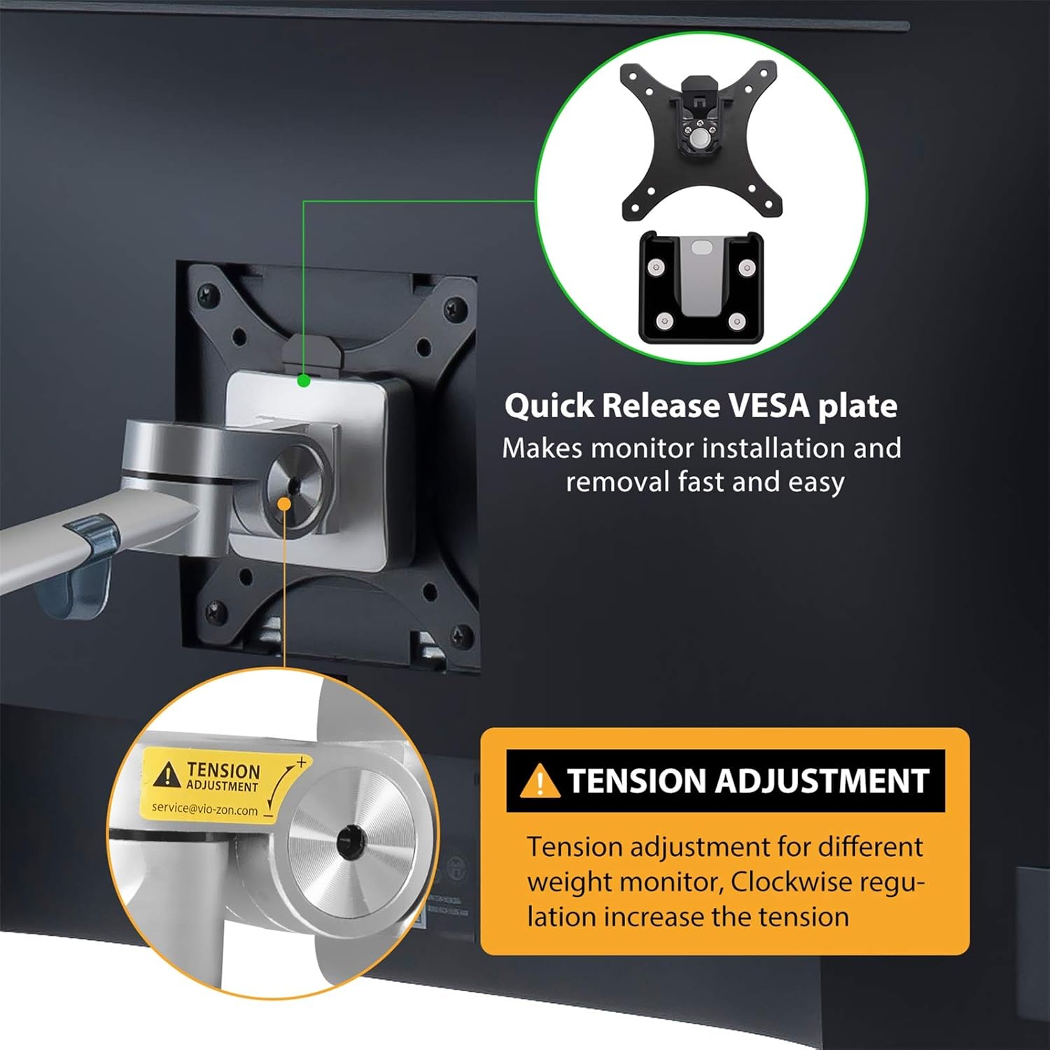 Buy Viozon Monitor and Laptop Mount, 2in1 Adjustable Dual Monitor Arm