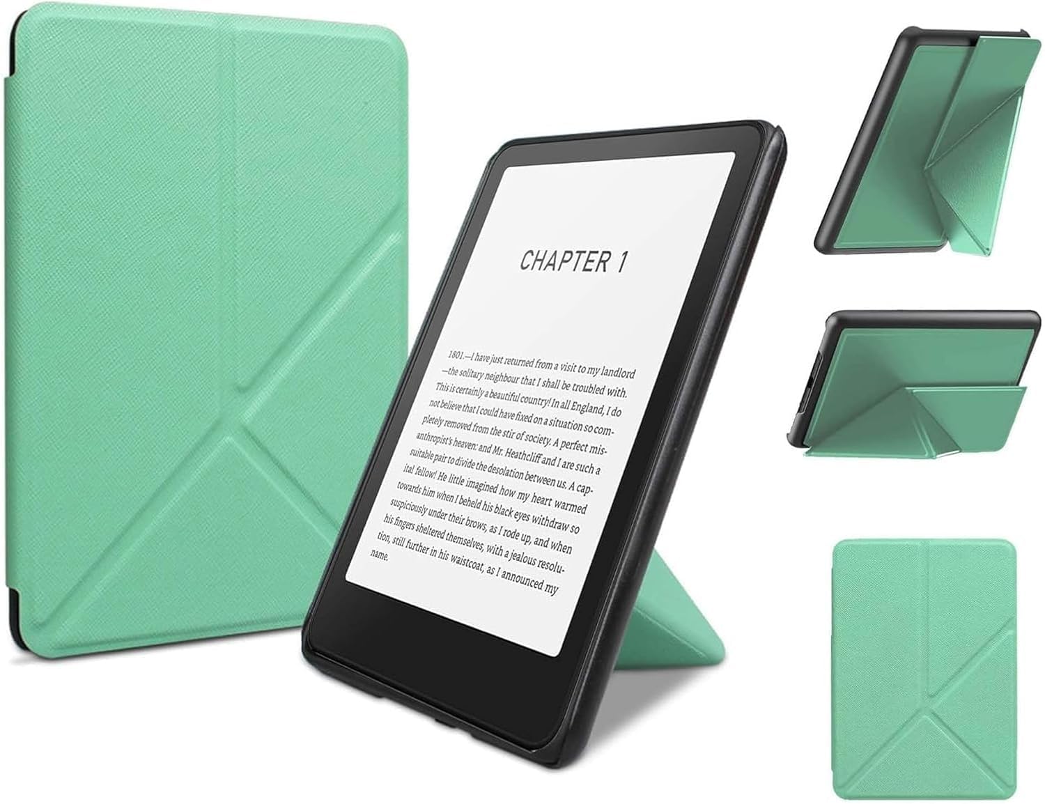 Foldable Stand Case for 7-Inch Kindle Paperwhite 12th Gen 2024 and Kindle Colorsoft Signature Edition with Auto Wake/Sleep and Multi-View Features Green
