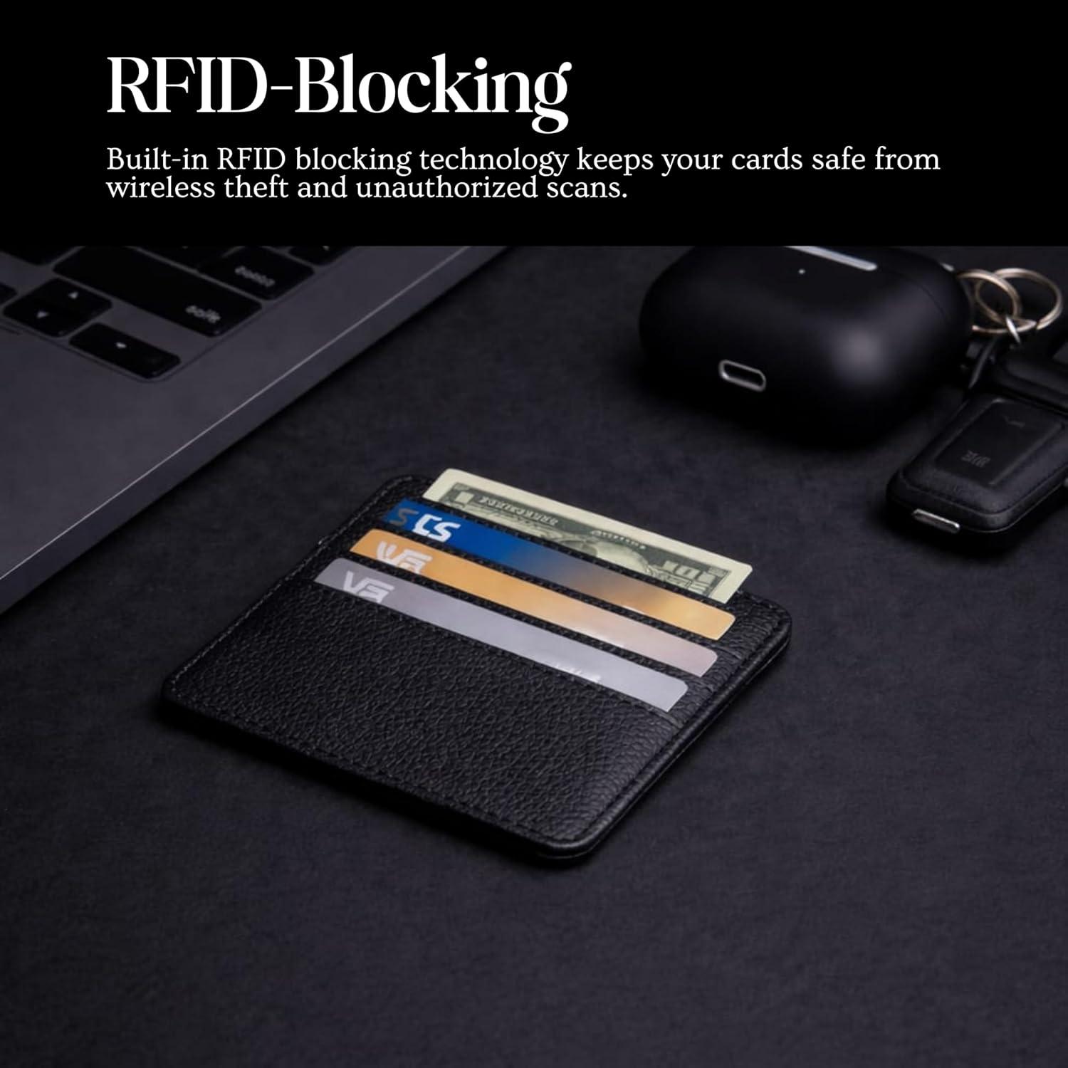 Slim Card Holder Wallet with Cash Pocket, Minimalist RFID Blocking Wallet, Compact Lightweight Everyday Carry Design image 4
