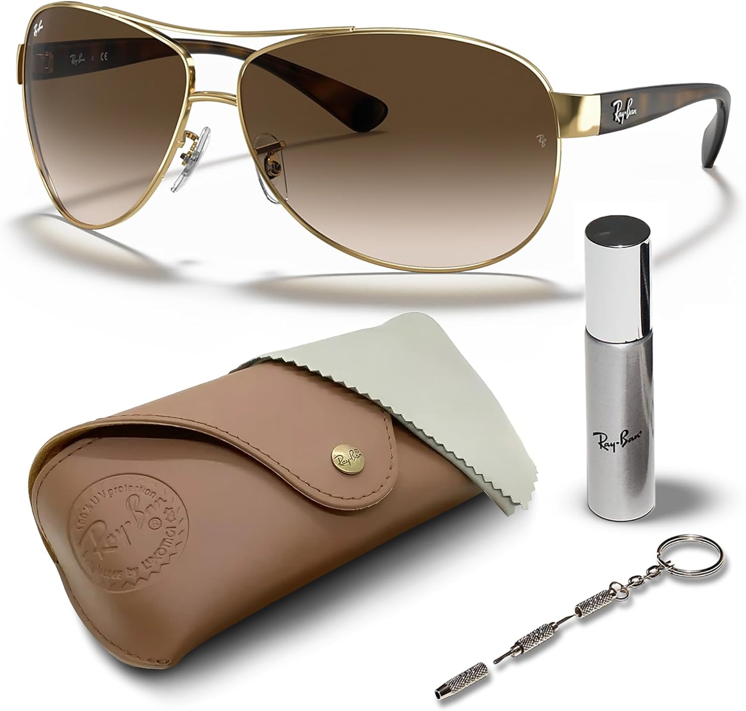 Ray-Ban RB3386 Pilot Shaped Sunglasses for Men & Women with Official RAYBAN Eyewear Kit