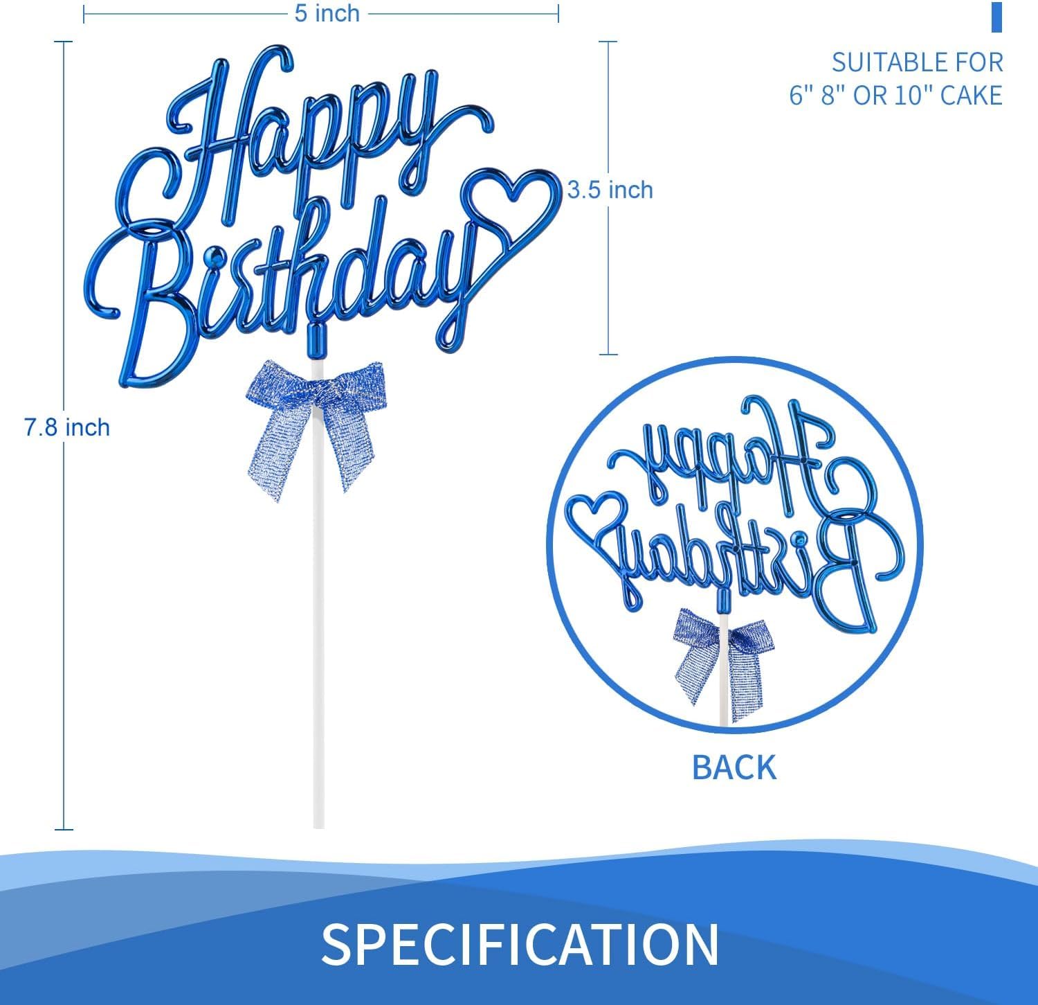 AMFIN® Happy Birthday Cake Toppers Set for Birthday Cake Supplies Decoration Accessories/Baby Boy 1st Birthday Party Decorating Items/Happy Birthday Cake Topper for Boys Party Decorations - Blue - Image 4 thumbnail