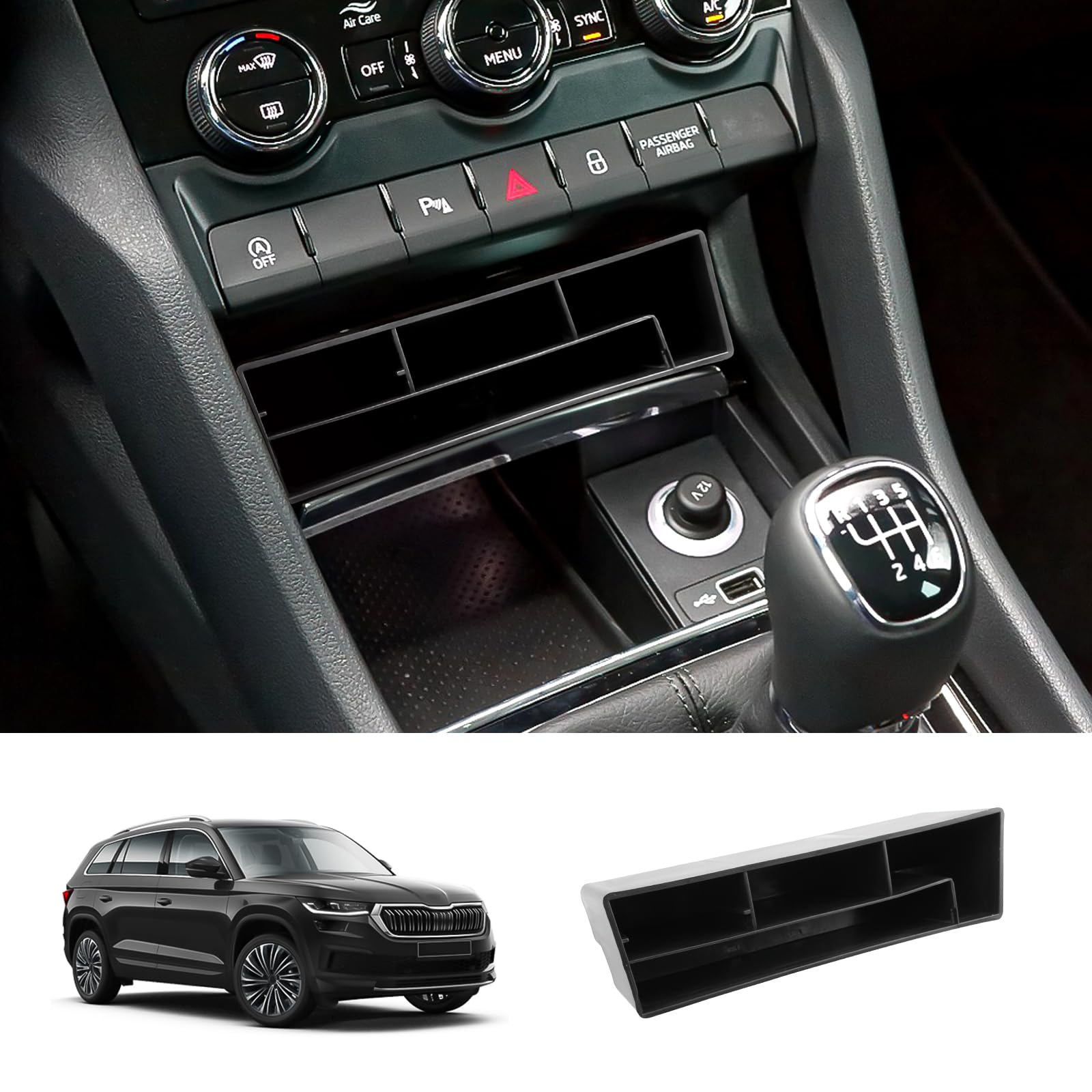 LUWU Kompatibel mit Skoda Karoq Kodiaq 2017-2023 Mittelkonsole Armlehnen Aufbewahrungsbox Handschuhfach Organizer Auto RS Sportline 2023 Zubehör Tuning Karoq Kodiaq Zubehör